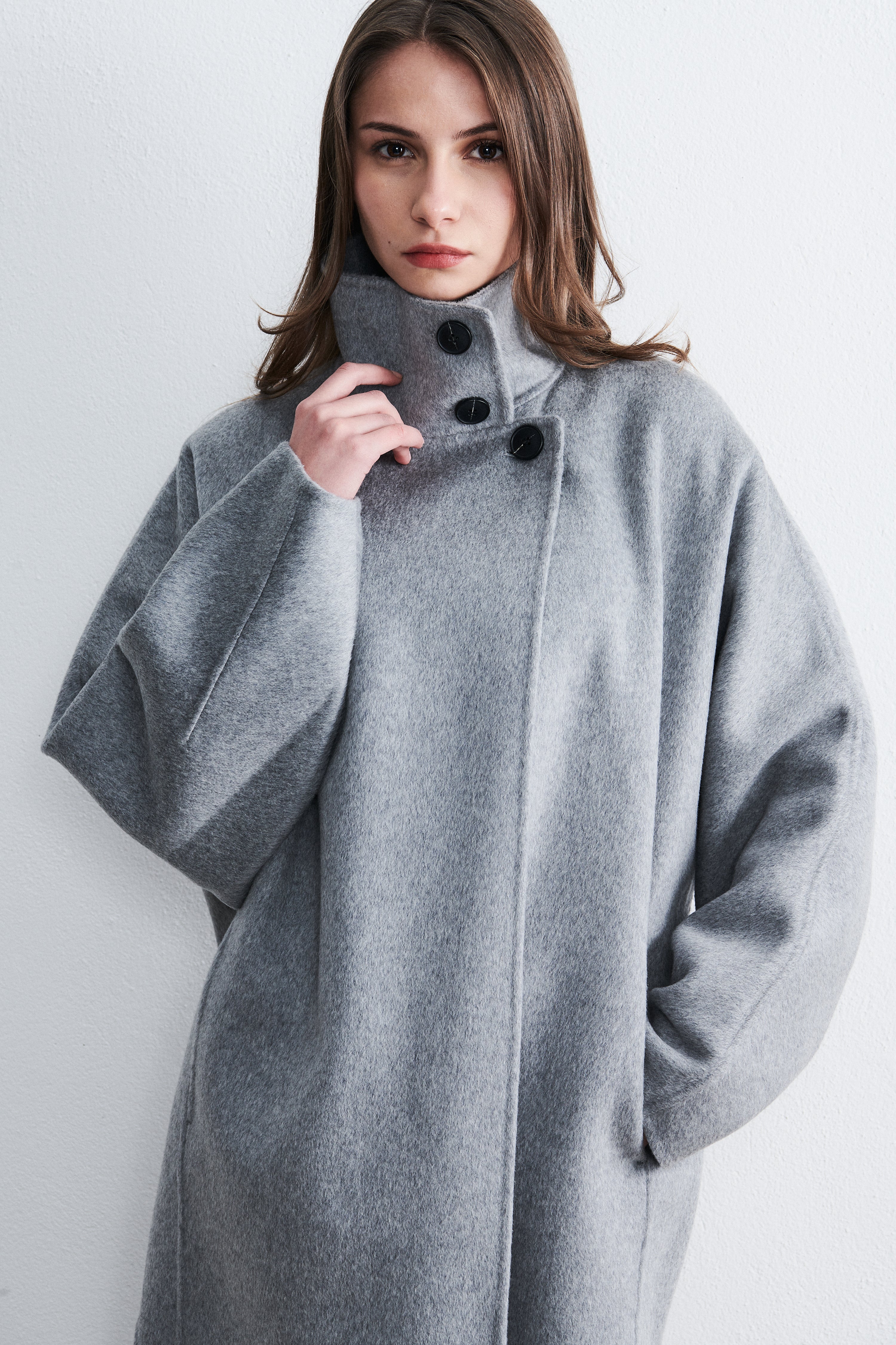 Amsterdam High-Neck top coat Winter Cloud