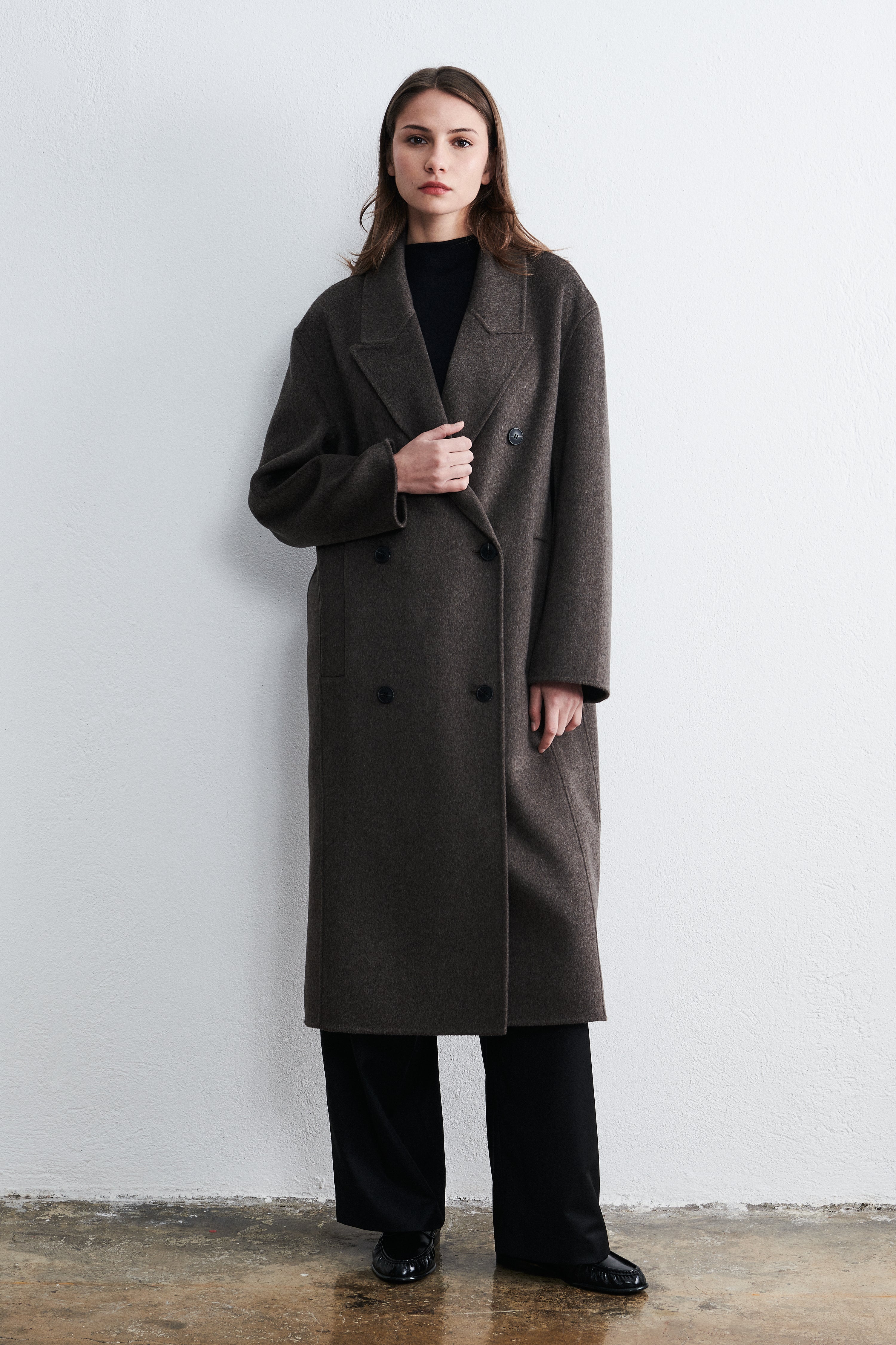 Stockholm Double Breasted Coat Mocha Heather