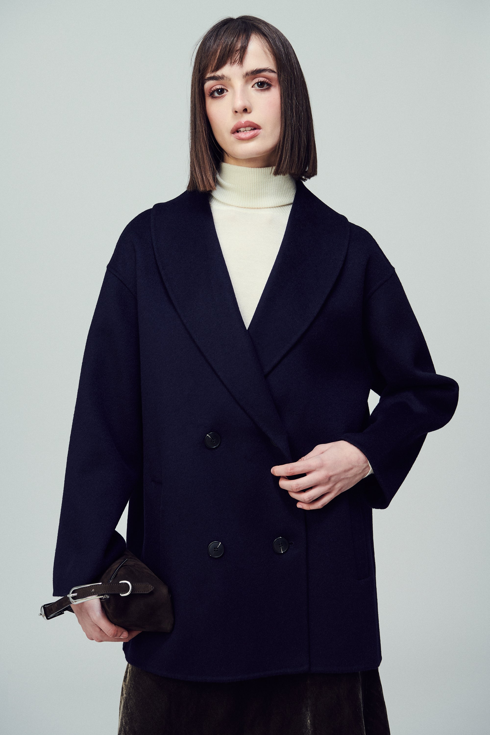 Brooklyn Round Lapel Coat Midnight