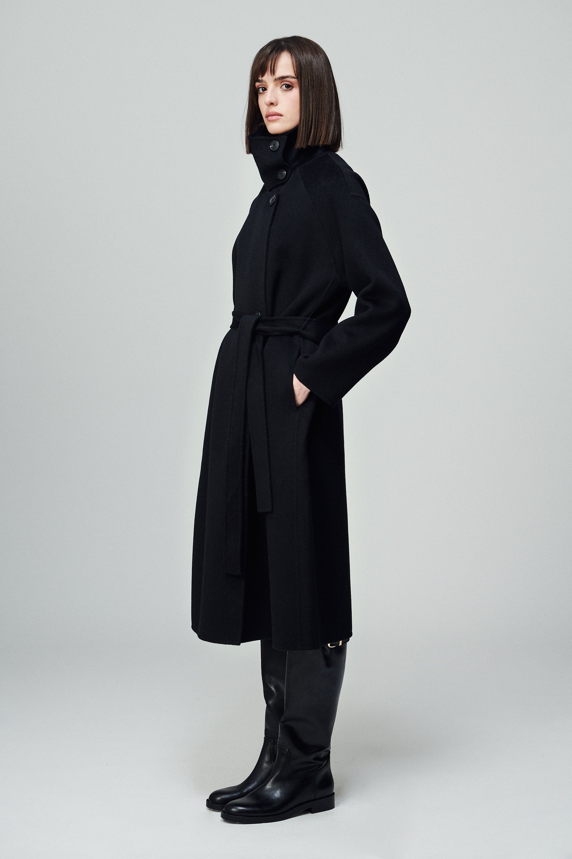 Paris High-Neck Coat Noir