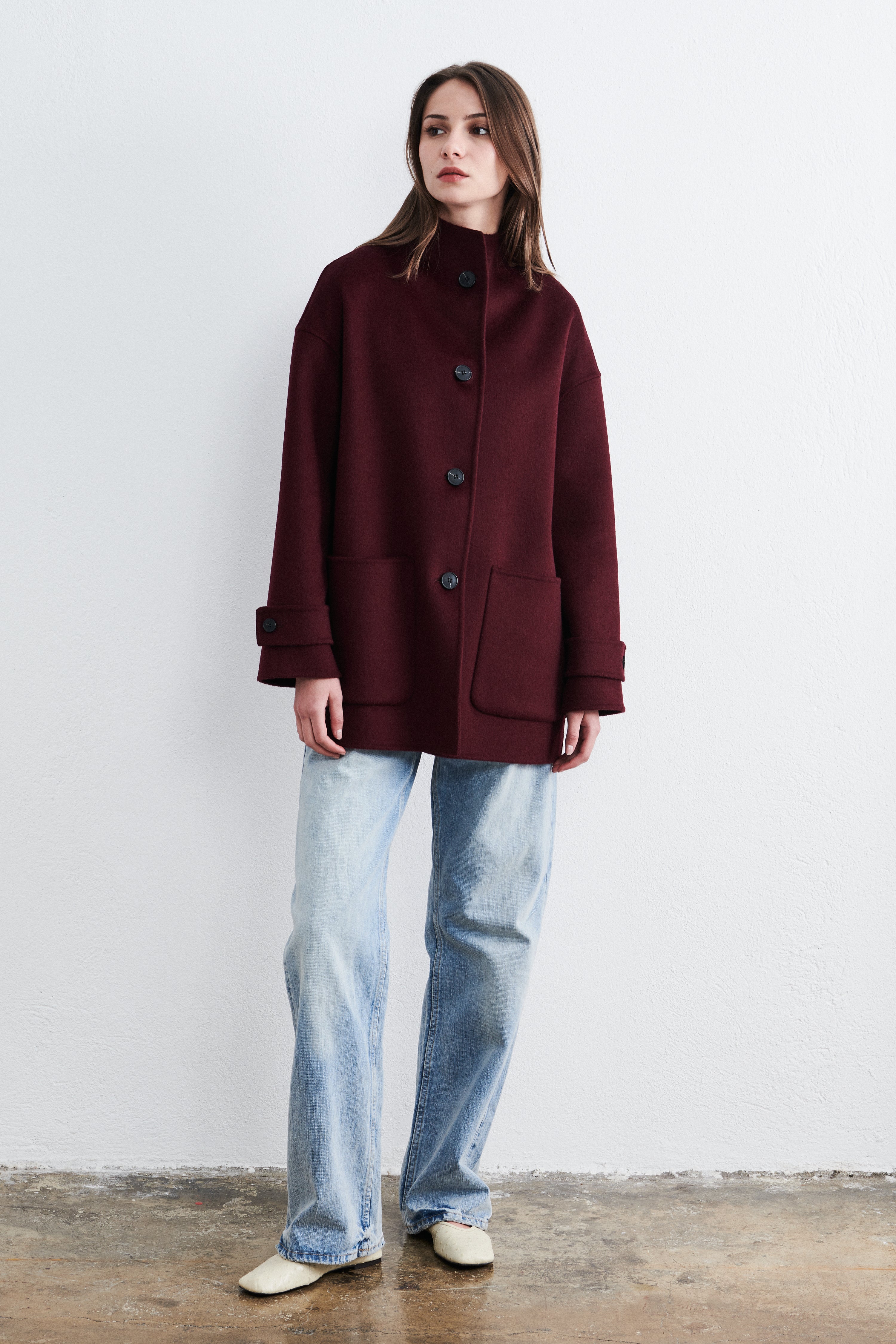 Shanghai Midi Coat Cabernet
