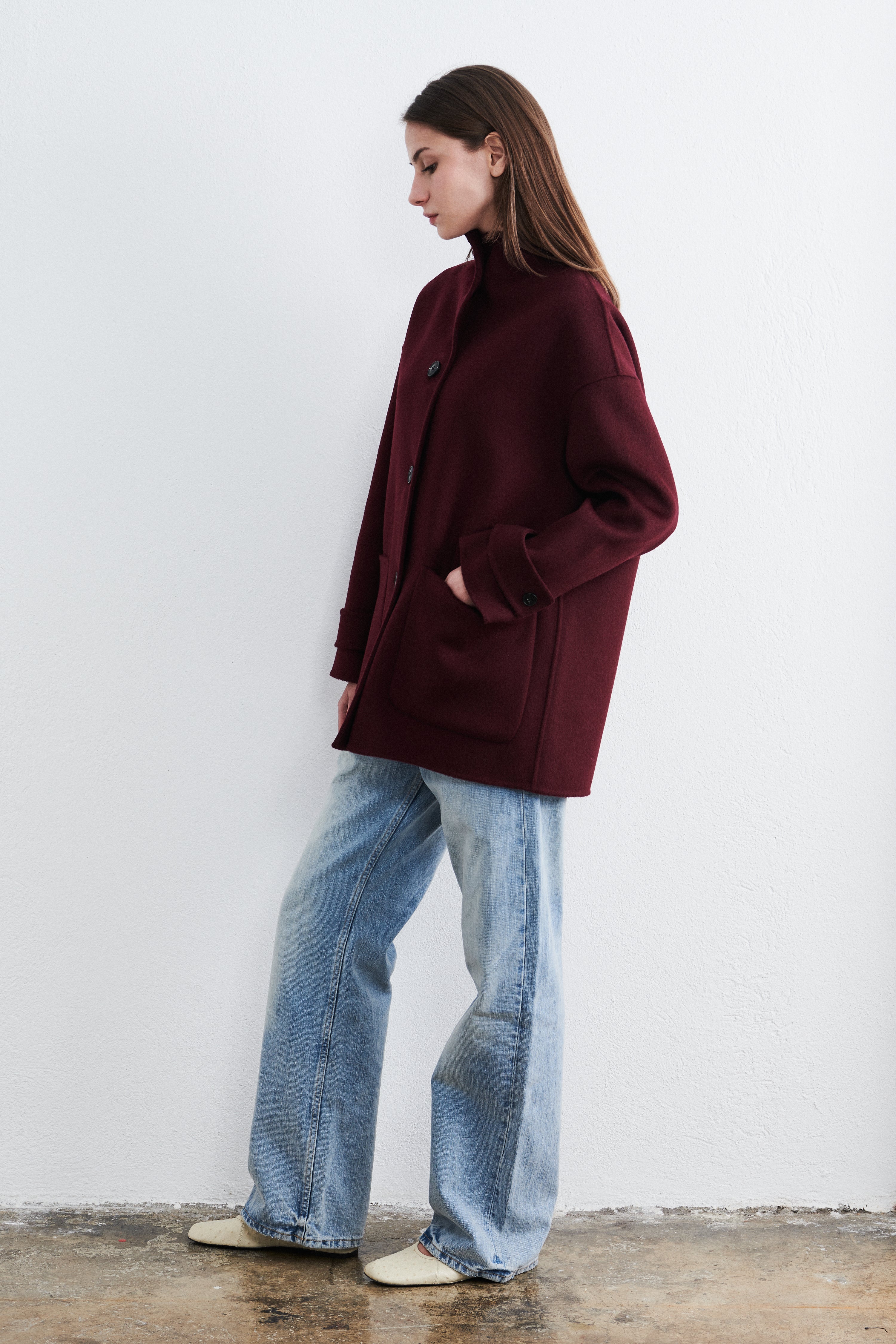 Shanghai Midi Coat Cabernet