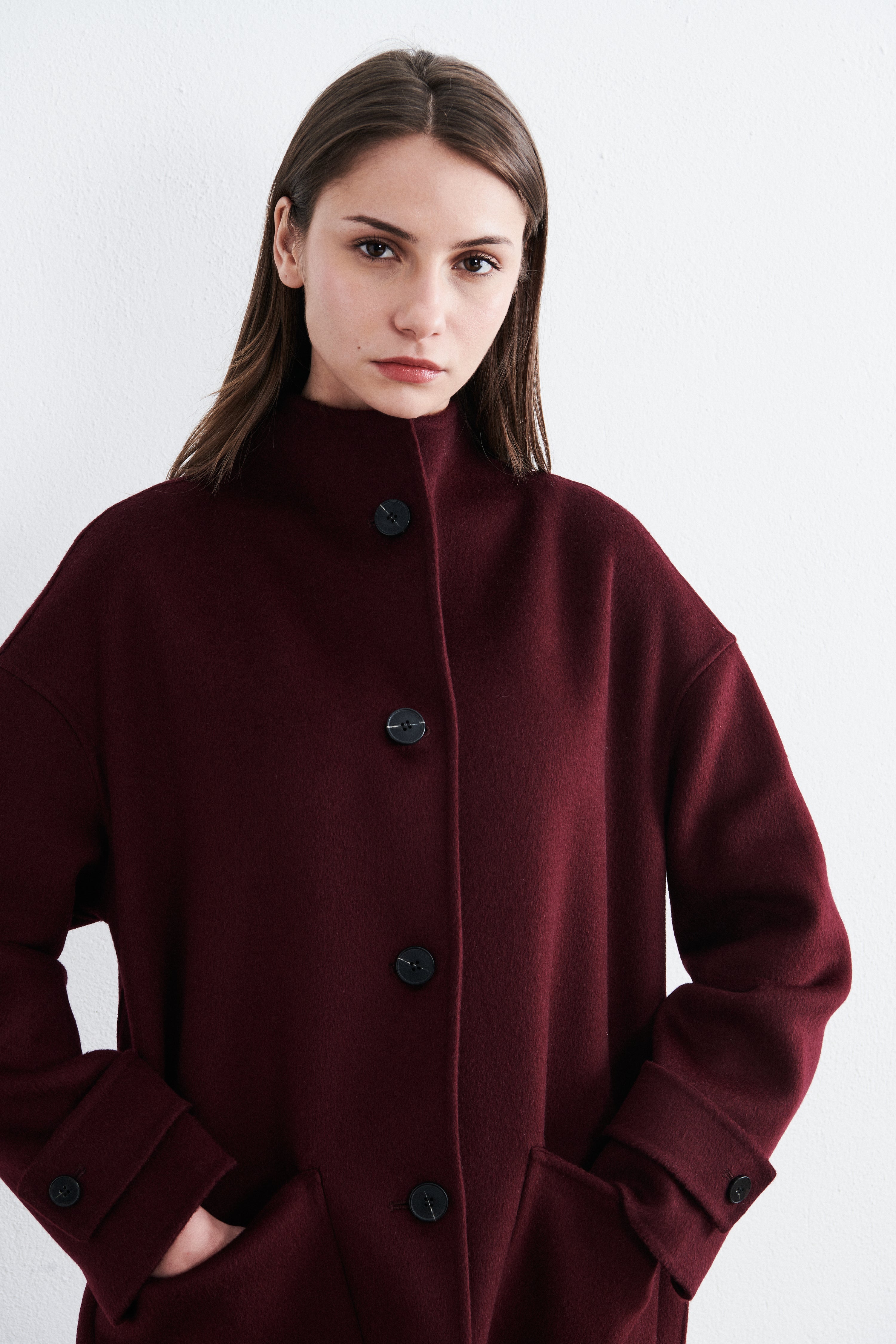 Shanghai Midi Coat Cabernet