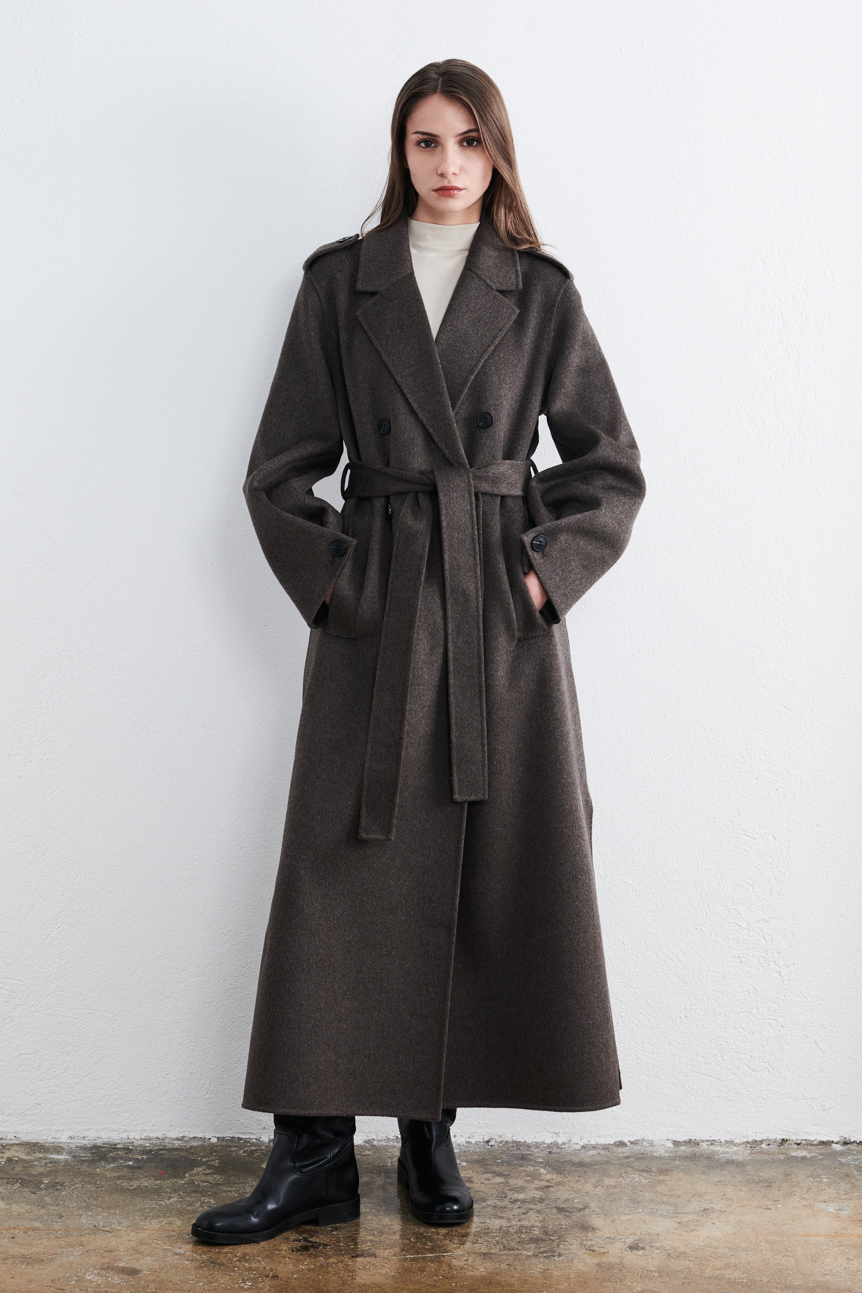 New York Long Trenchcoat Mocha Heather