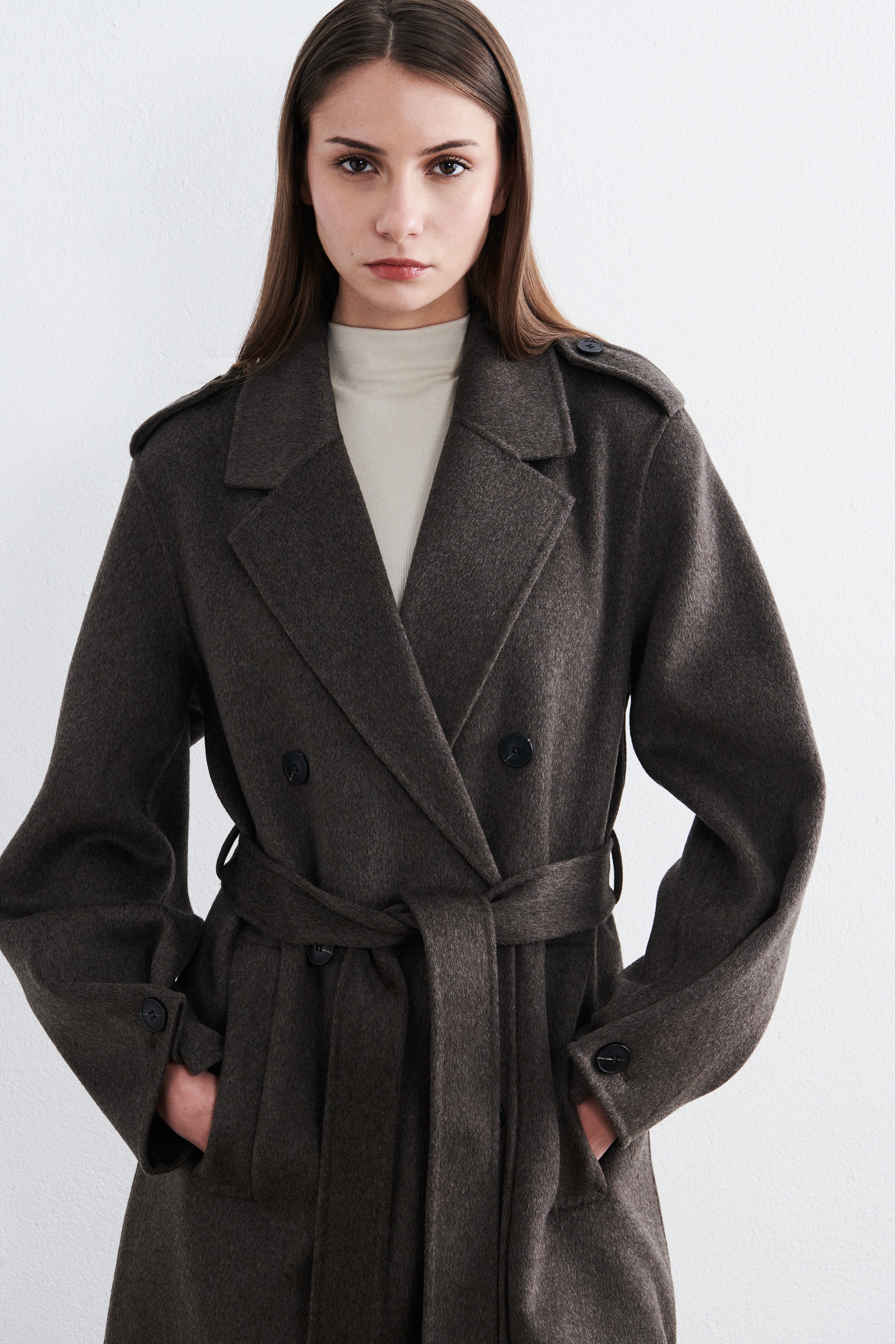 New York Long Trenchcoat Mocha Heather