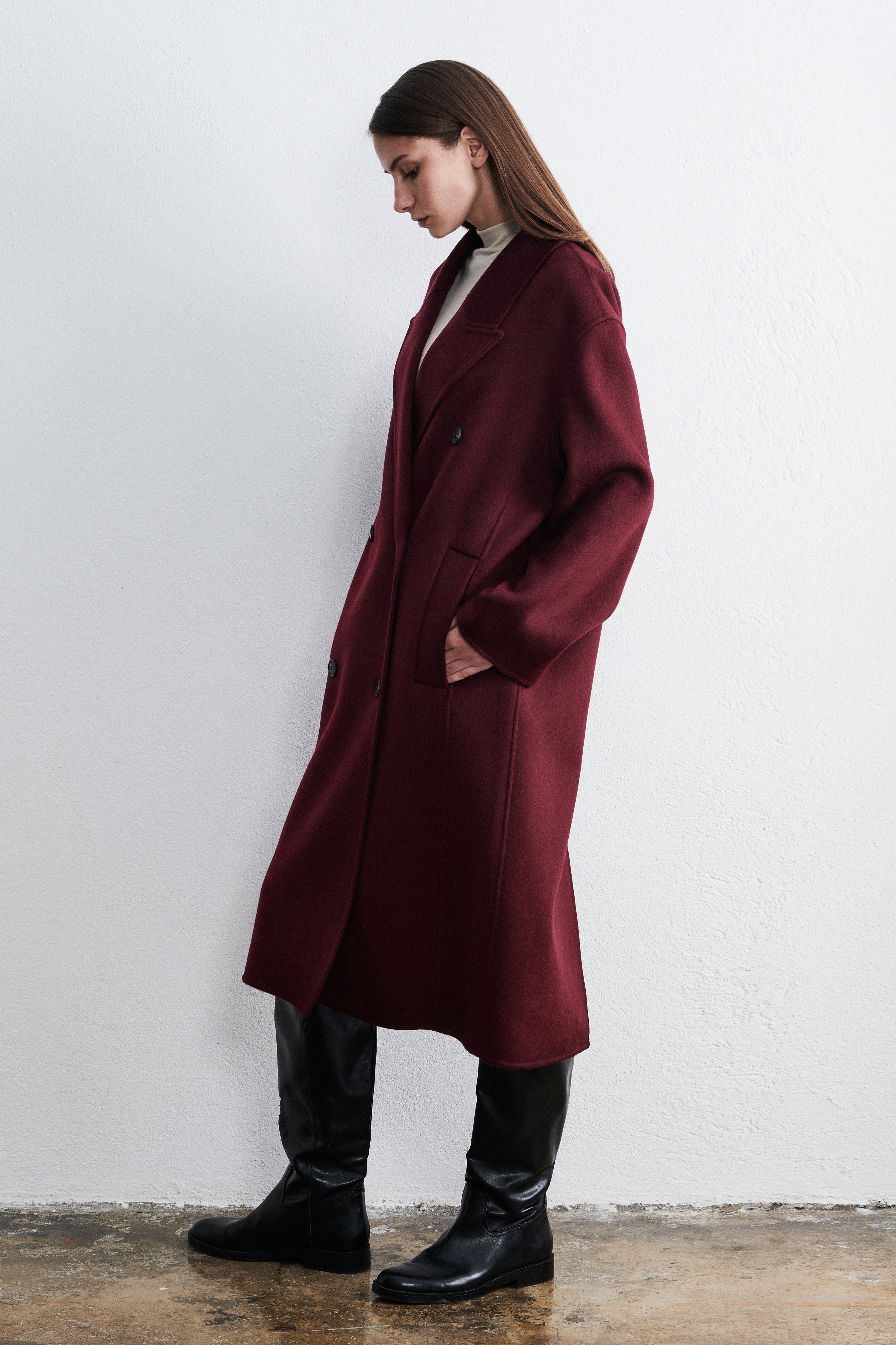 Stockholm Double Breasted Coat Cabernet