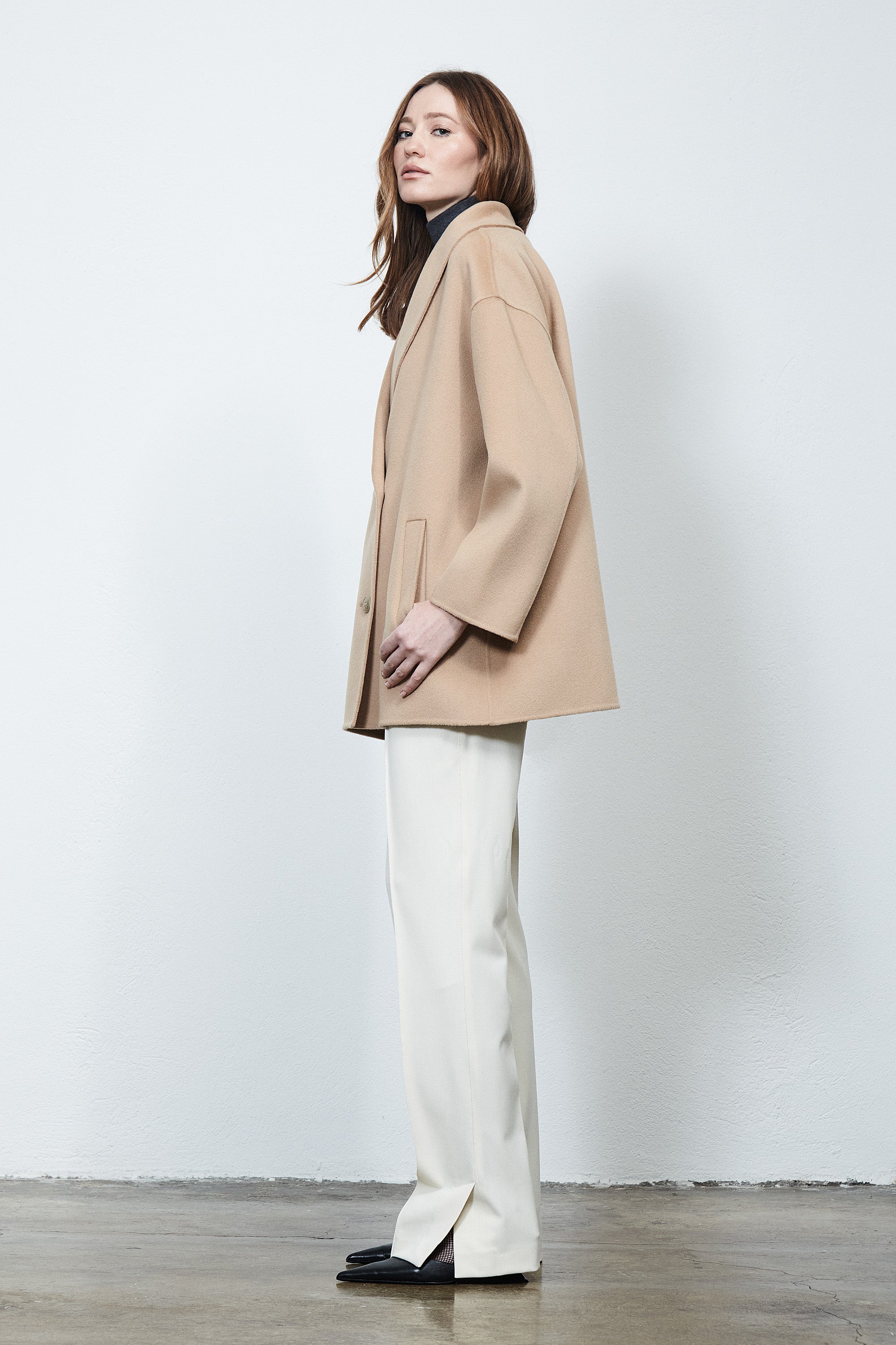 Brooklyn Round Lapel Coat Desert
