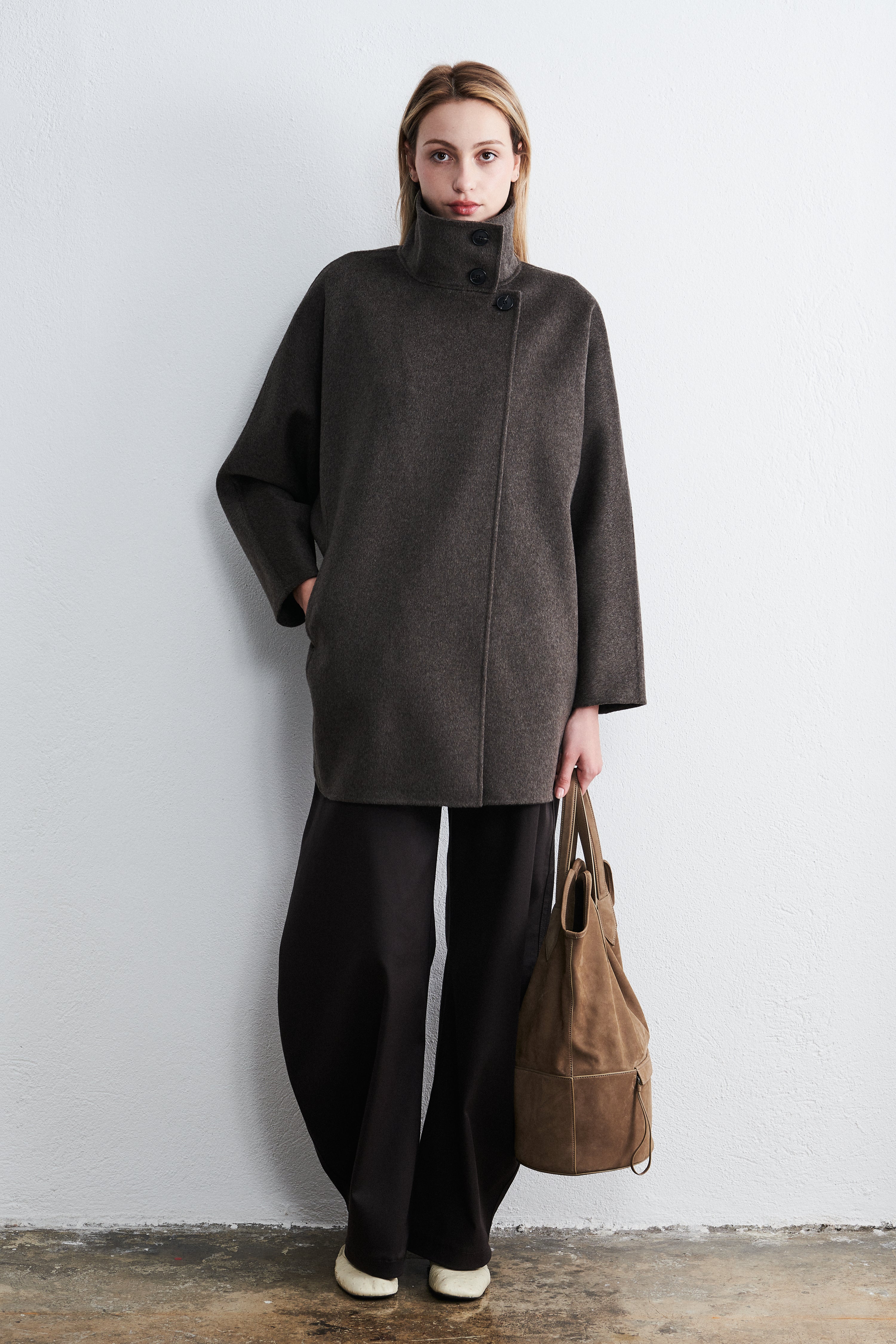 Amsterdam High-Neck top coat Mocha Heather