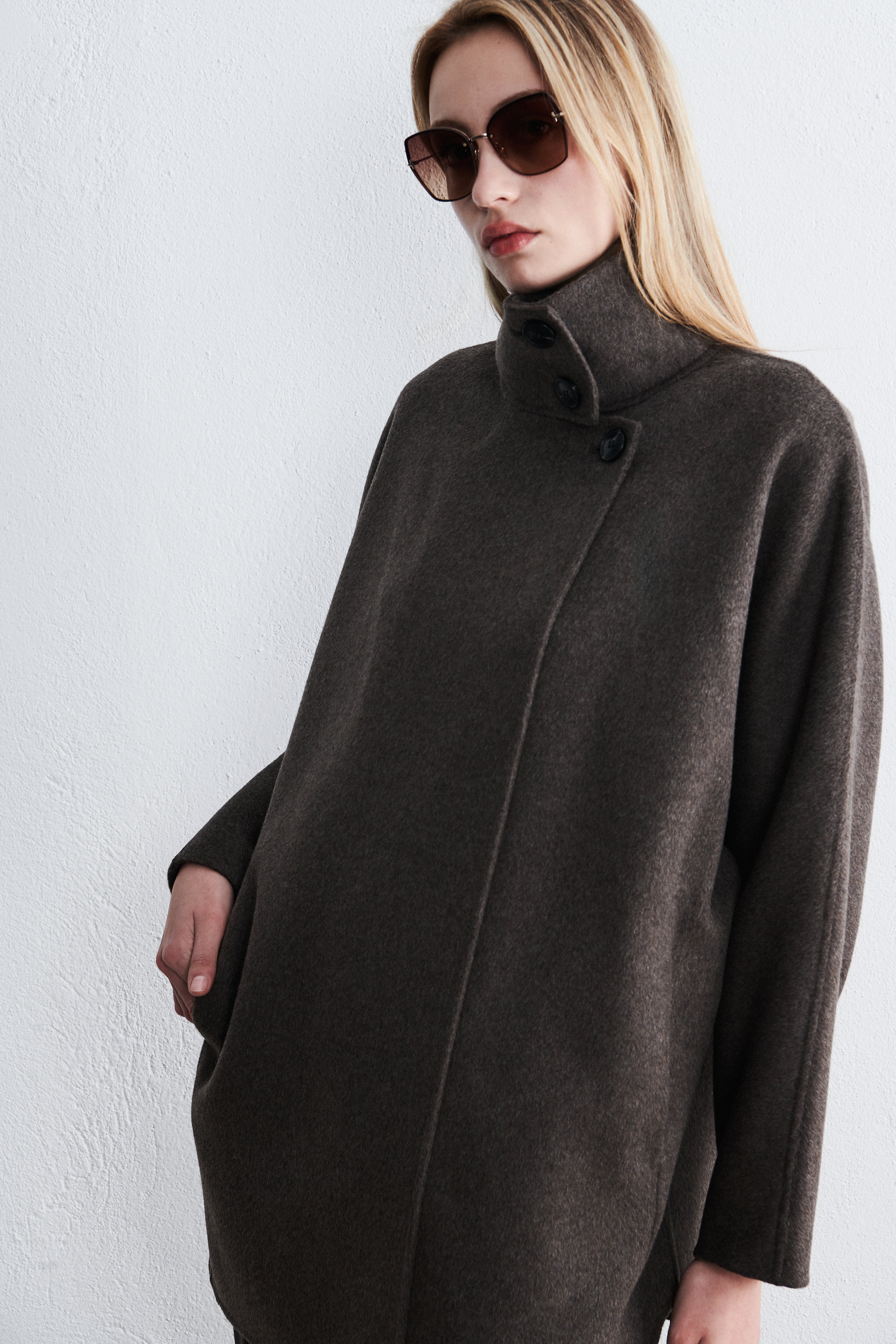 Amsterdam High-Neck top coat Mocha Heather