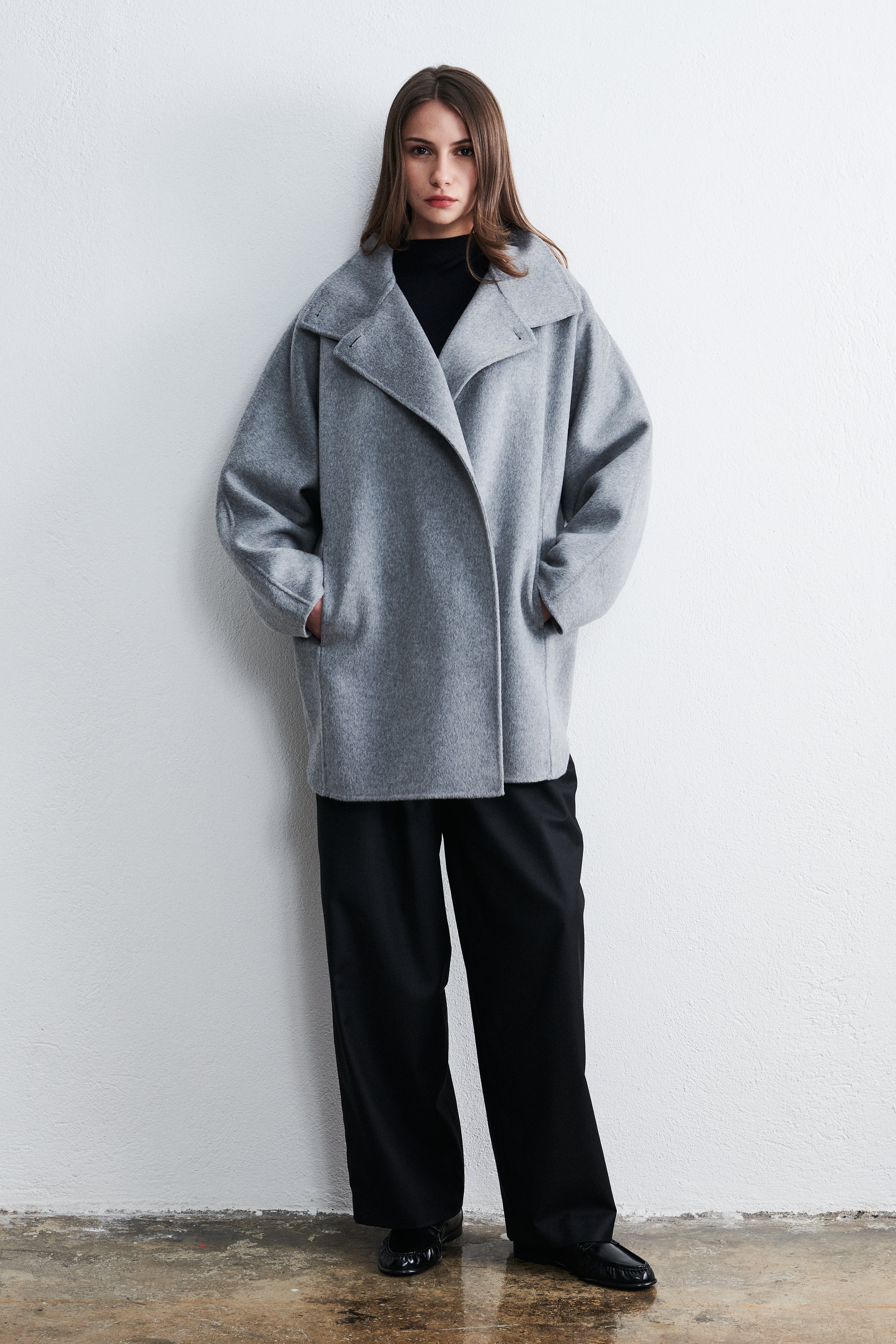 Amsterdam High-Neck top coat Winter Cloud