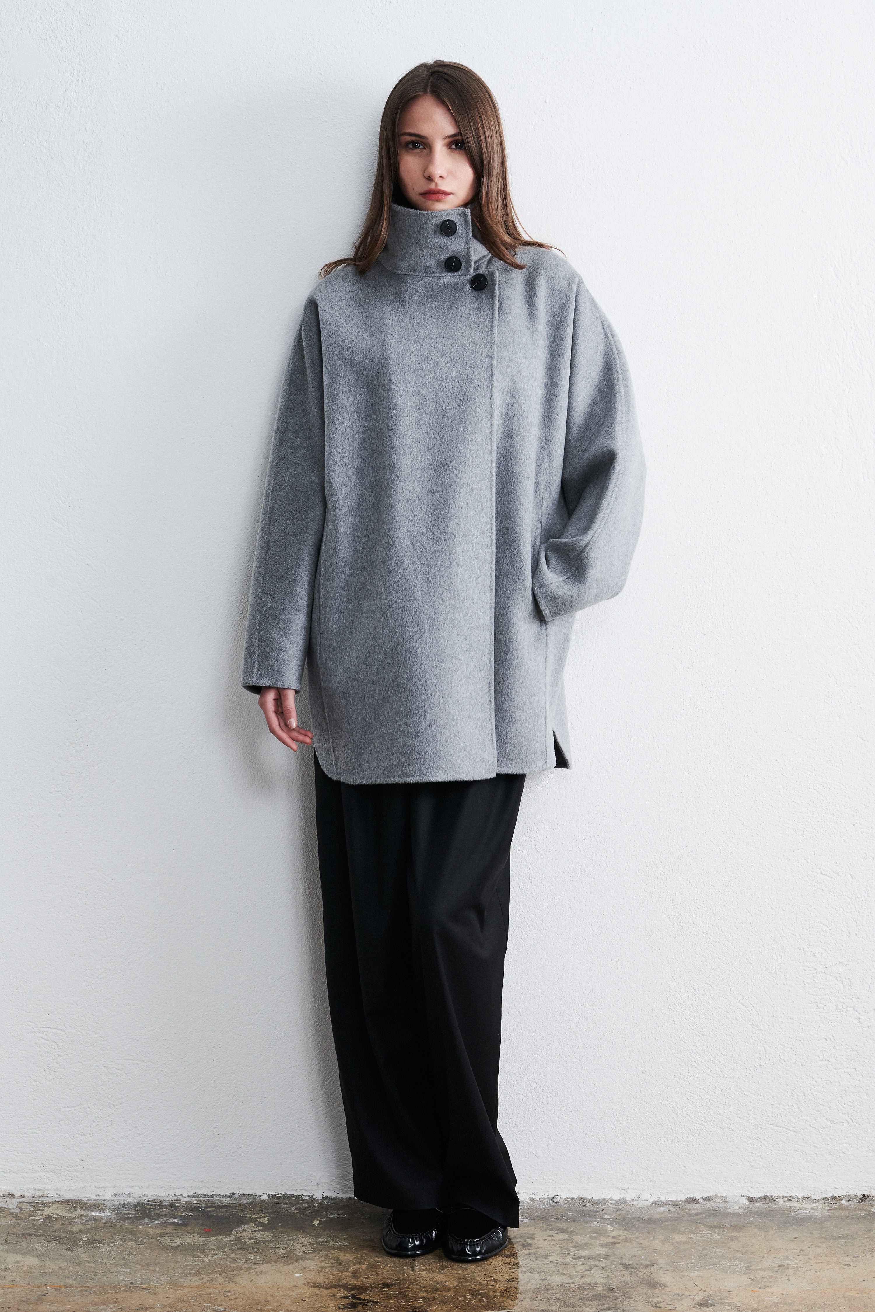 Amsterdam High-Neck top coat Winter Cloud