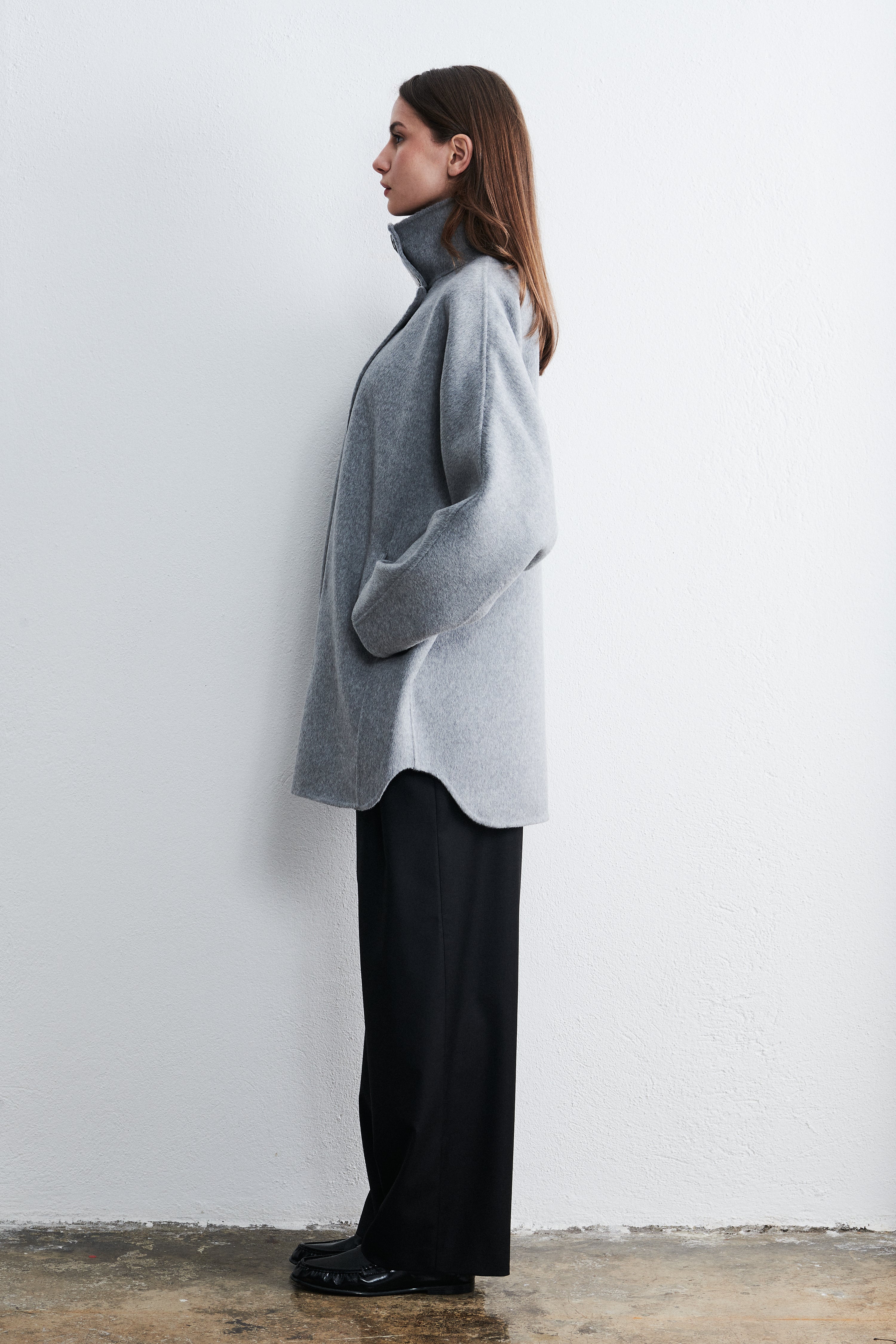 Amsterdam High-Neck top coat Winter Cloud