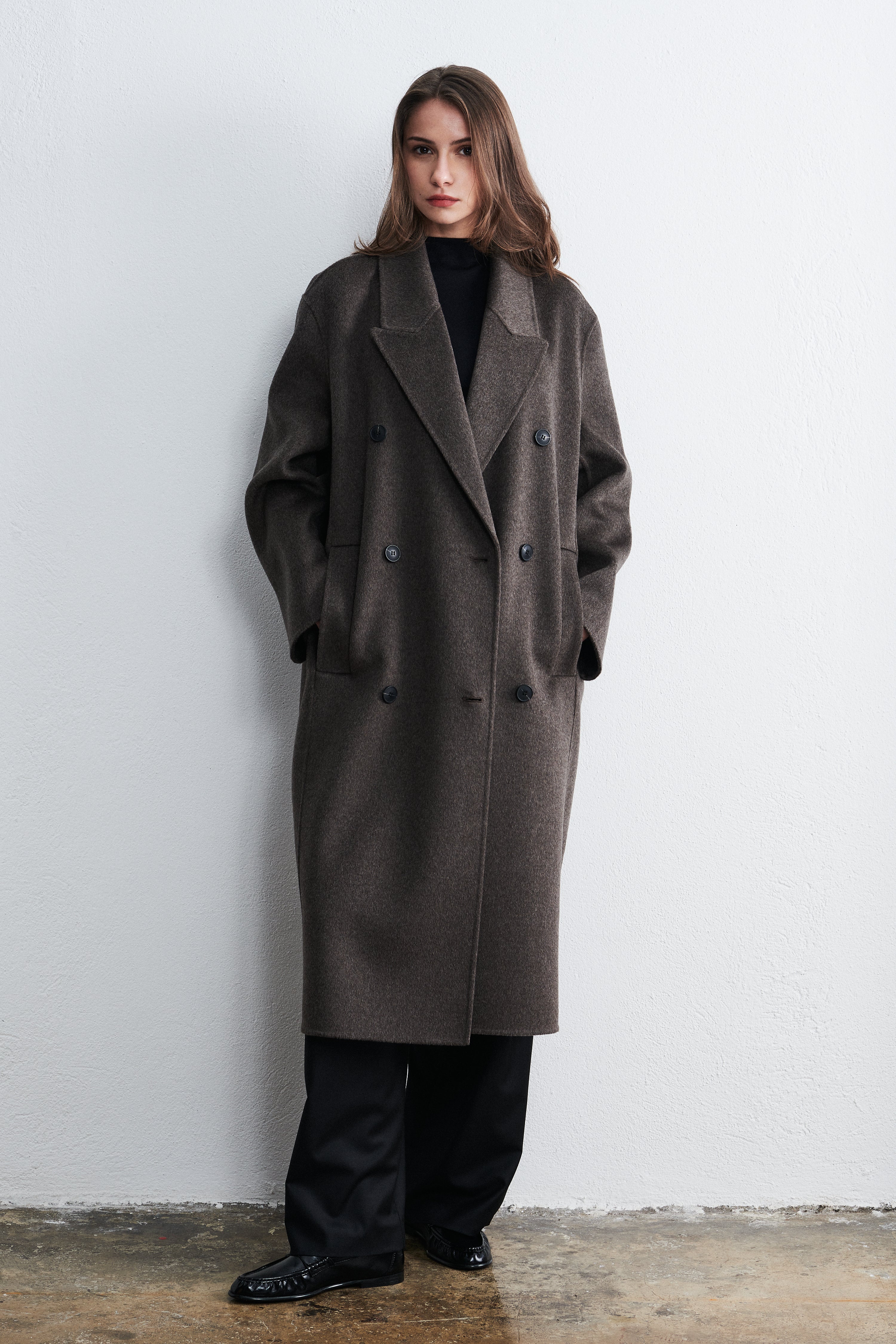 Stockholm Double Breasted Coat Mocha Heather