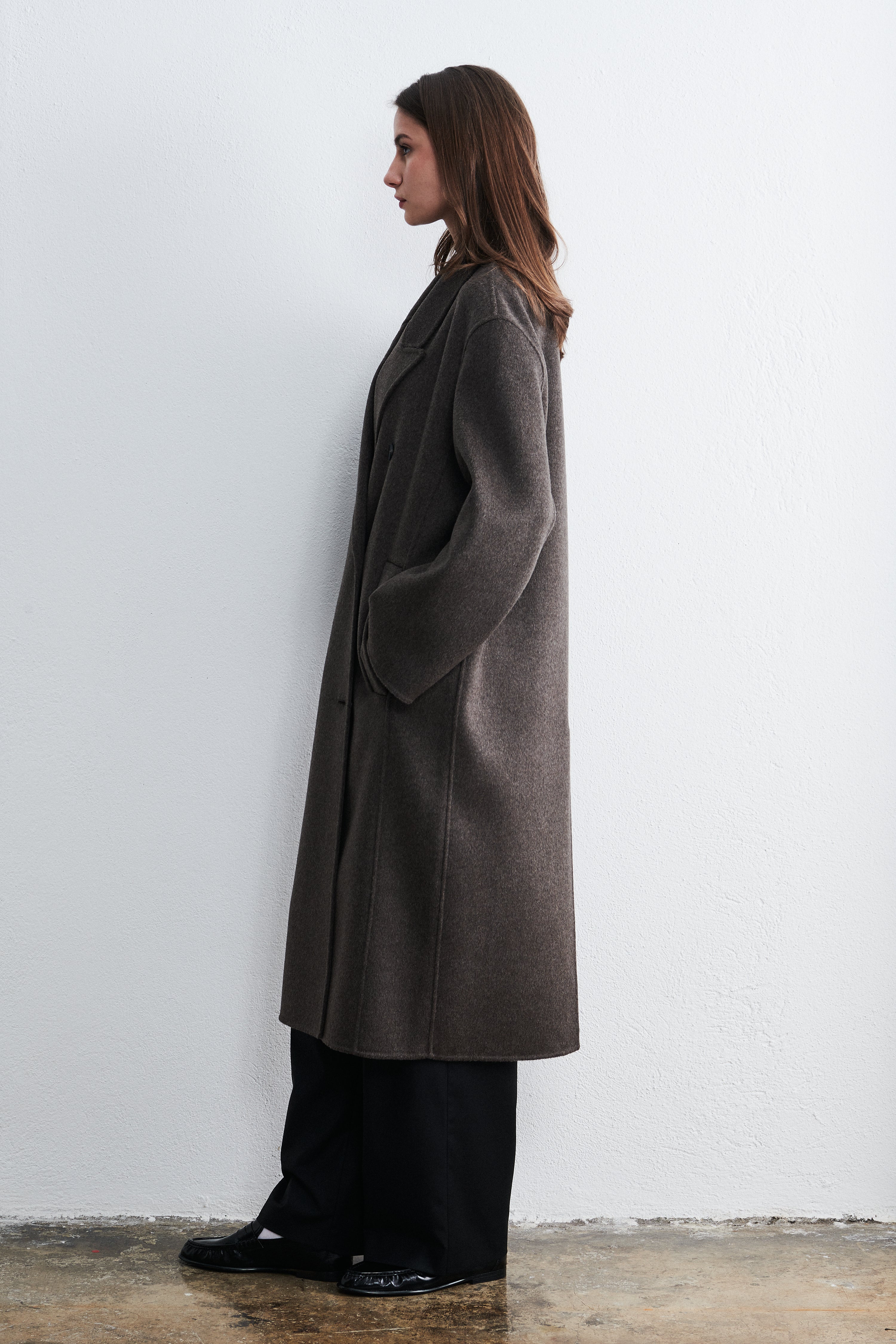 Stockholm Double Breasted Coat Mocha Heather