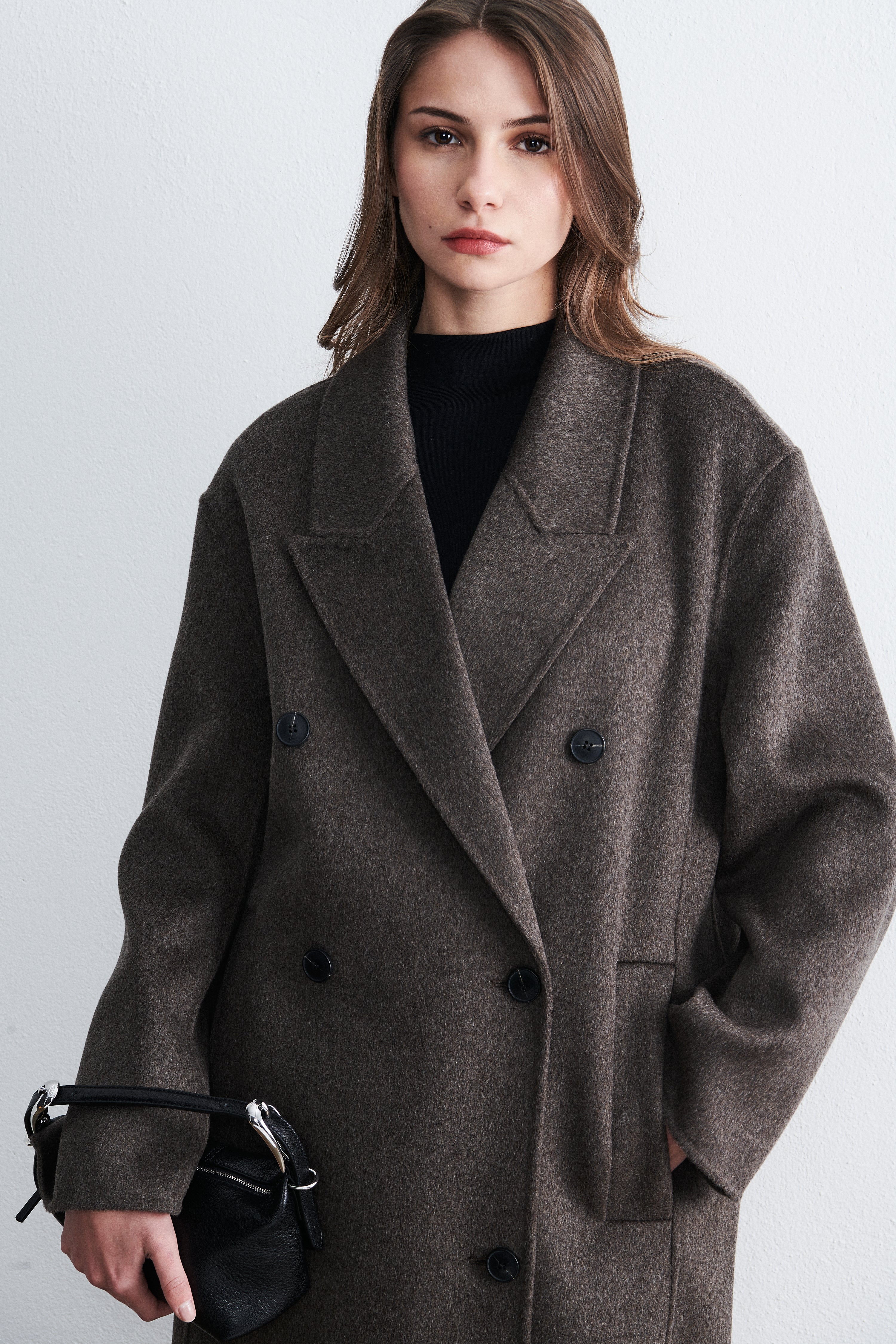 Stockholm Double Breasted Coat Mocha Heather