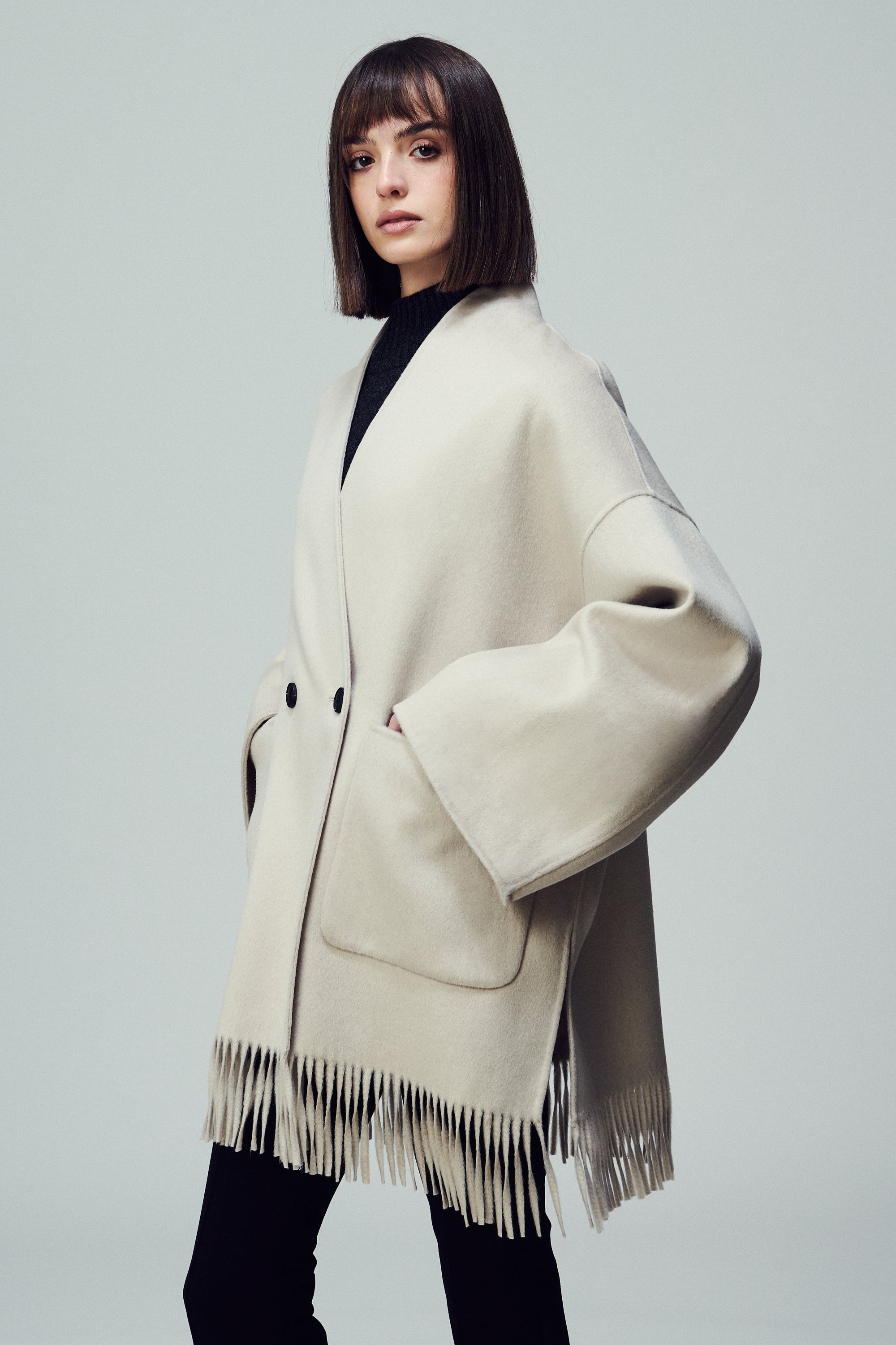 Lyon Fringed Cape  Mother of Pearl