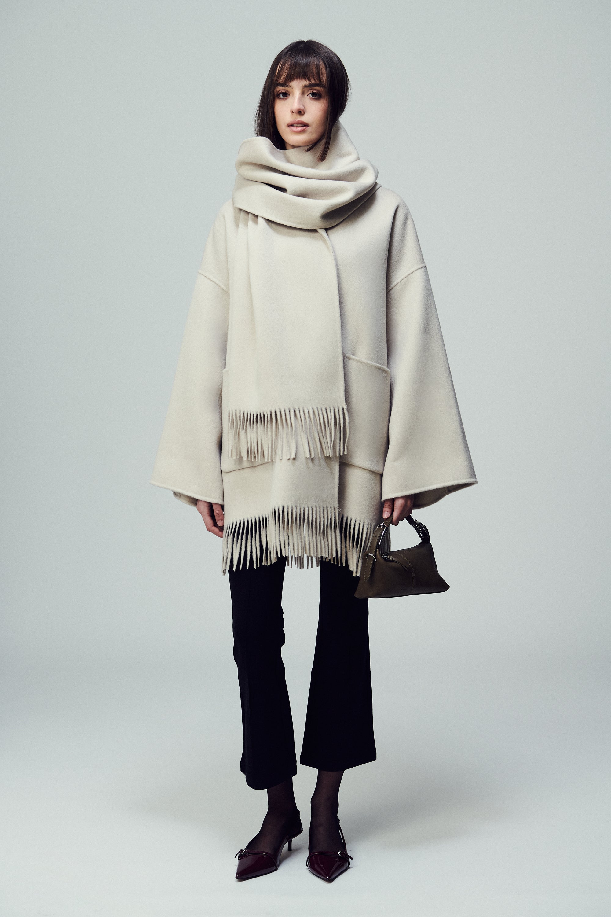 Lyon Fringed Scarf Mother of Pearl