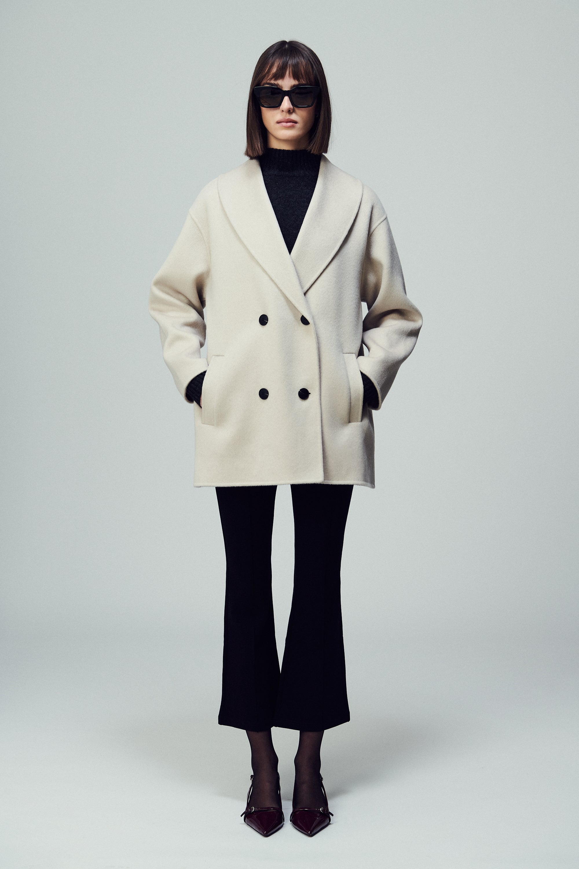 Brooklyn Round Lapel Coat Mother of Pearl