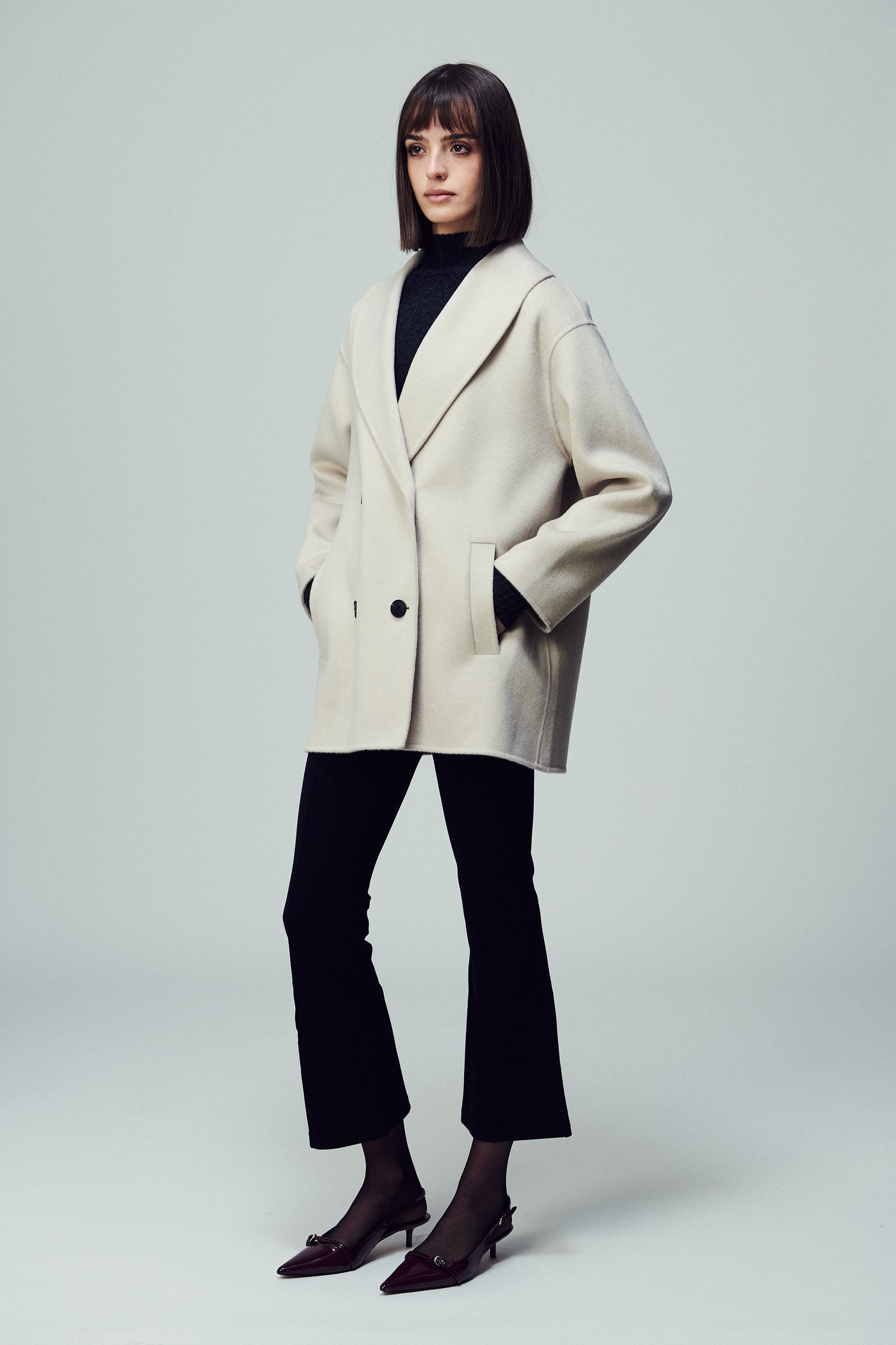 Brooklyn Round Lapel Coat Mother of Pearl