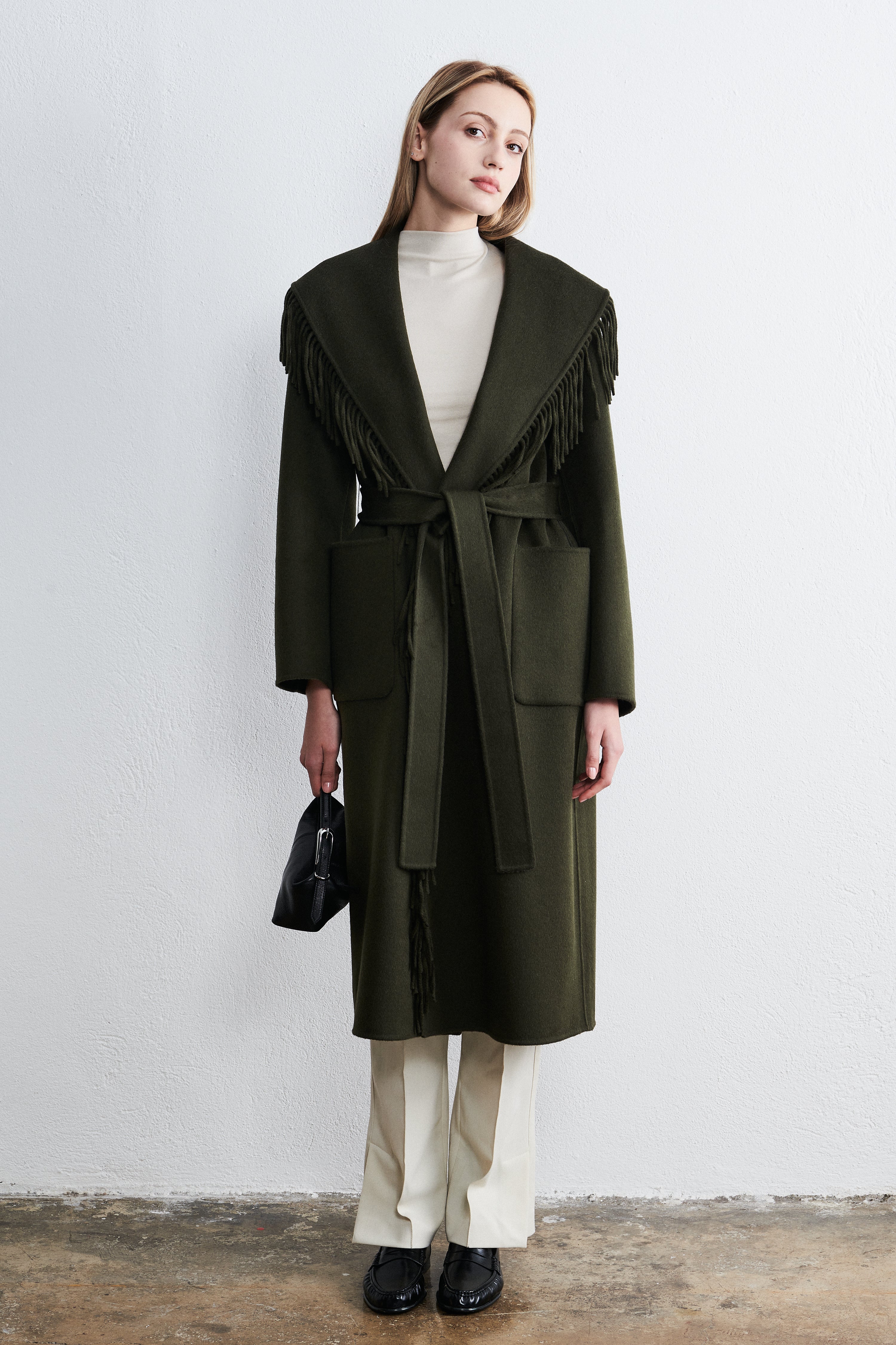 Cape Town Fringe Coat Forest Moss