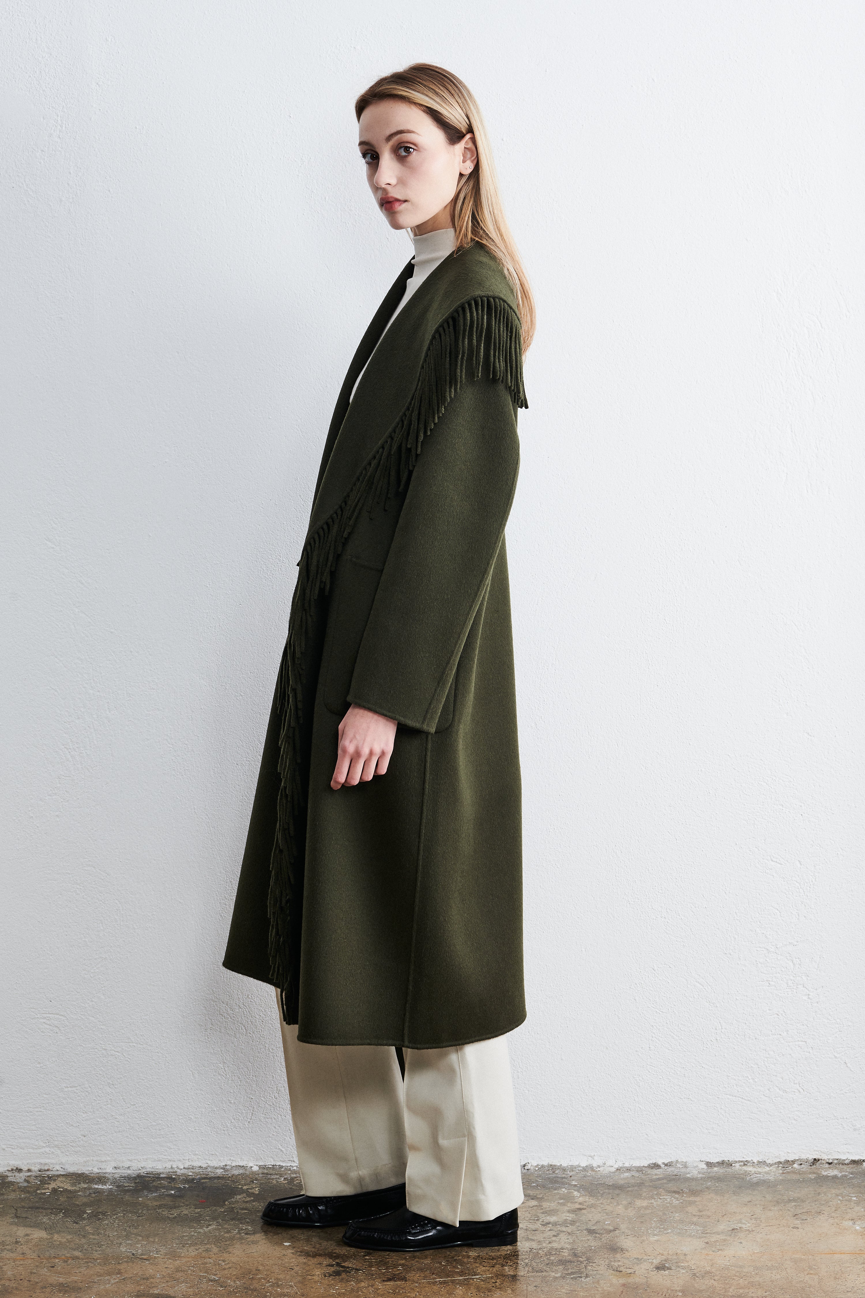 Cape Town Fringe Coat Forest Moss