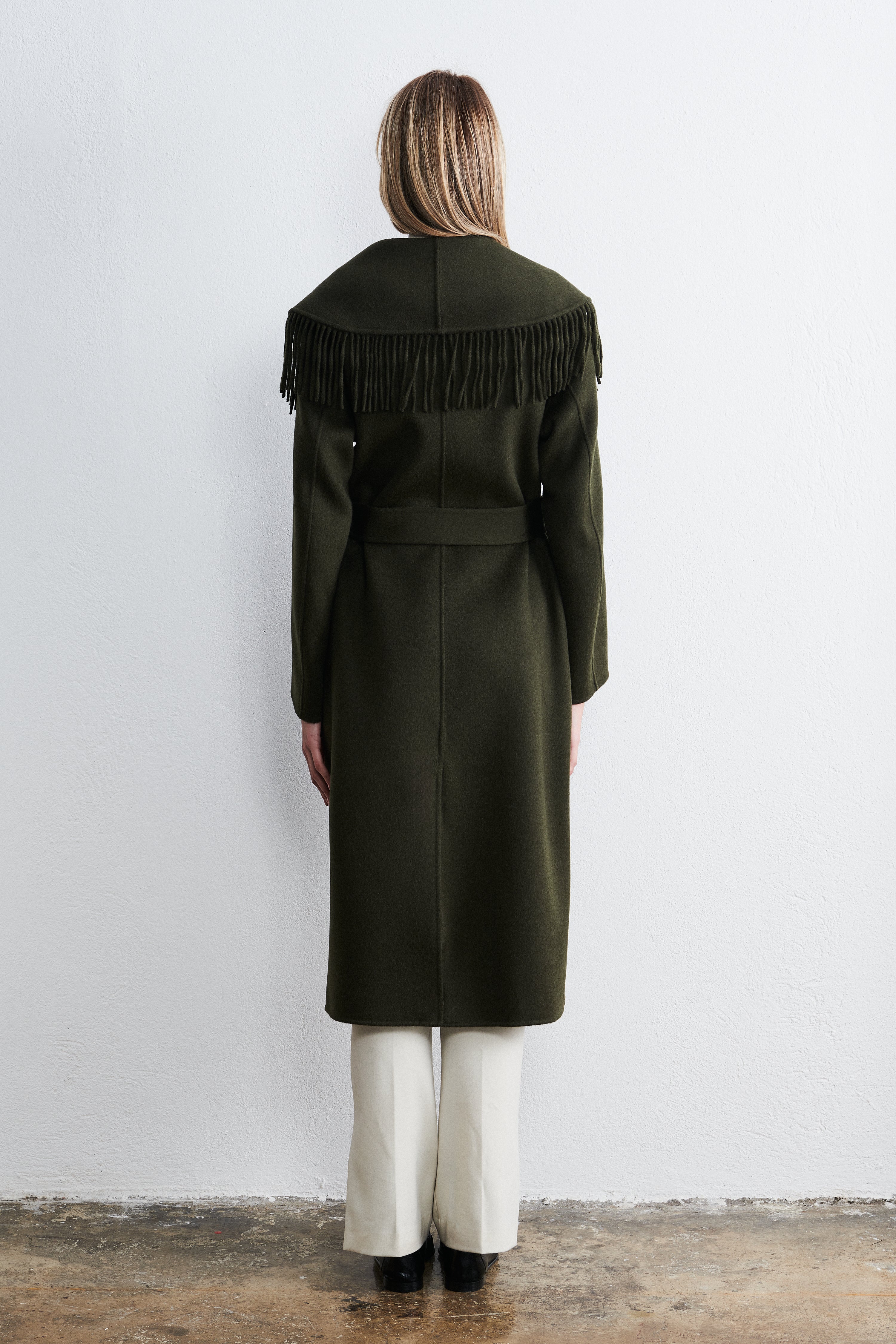 Cape Town Fringe Coat Forest Moss