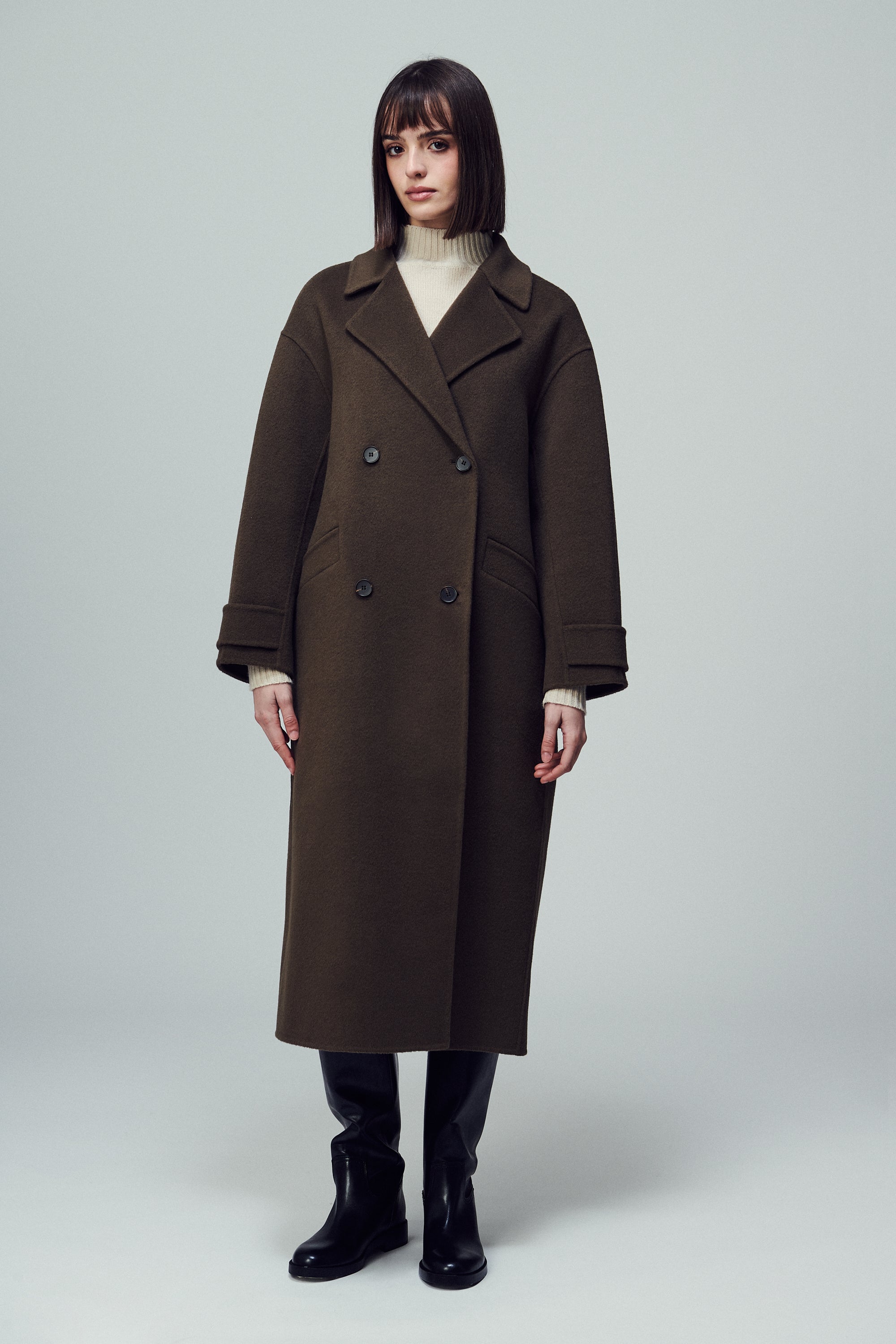 Savile Oversized Double-Breasted Coat Mink