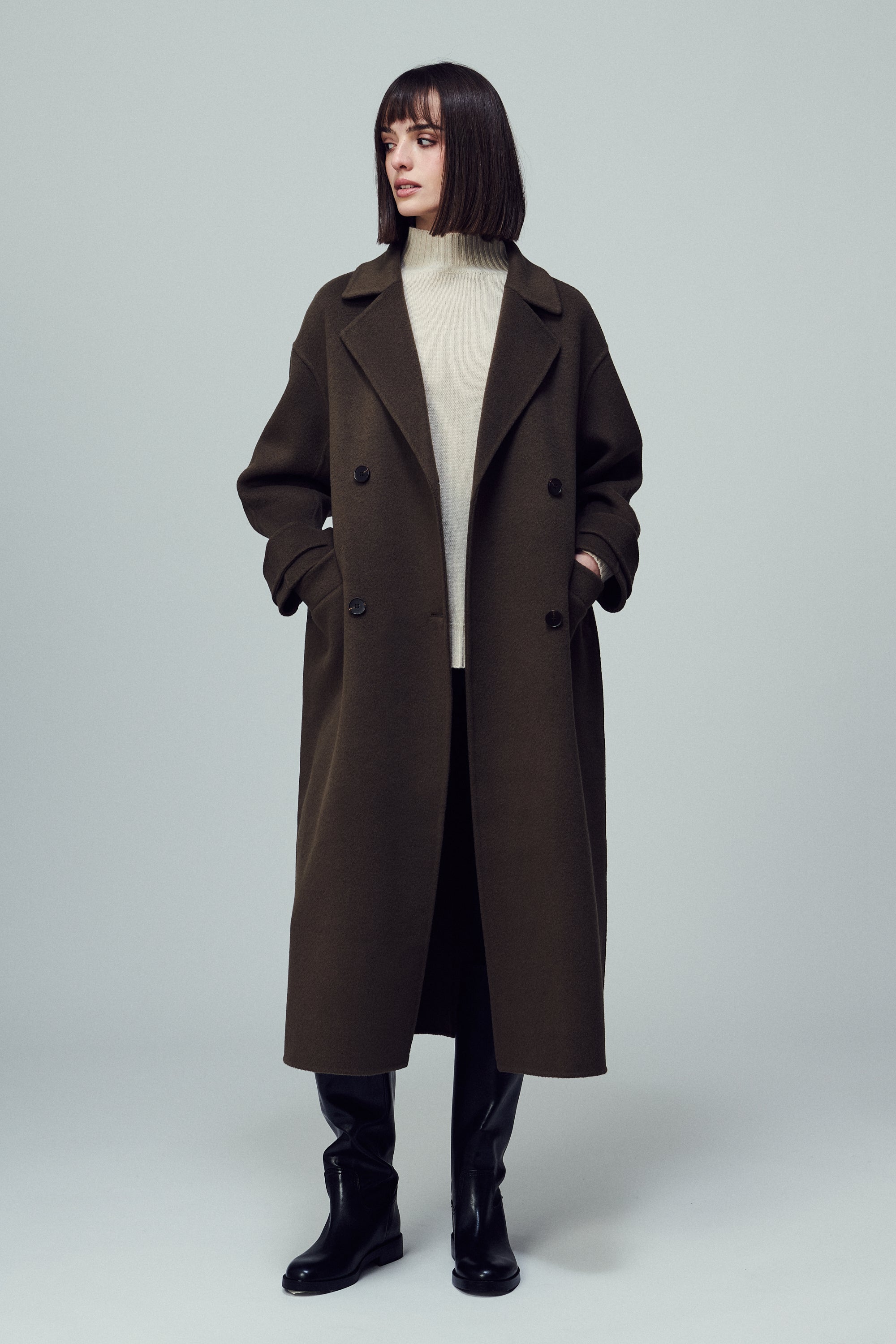Savile Oversized Double-Breasted Coat Mink