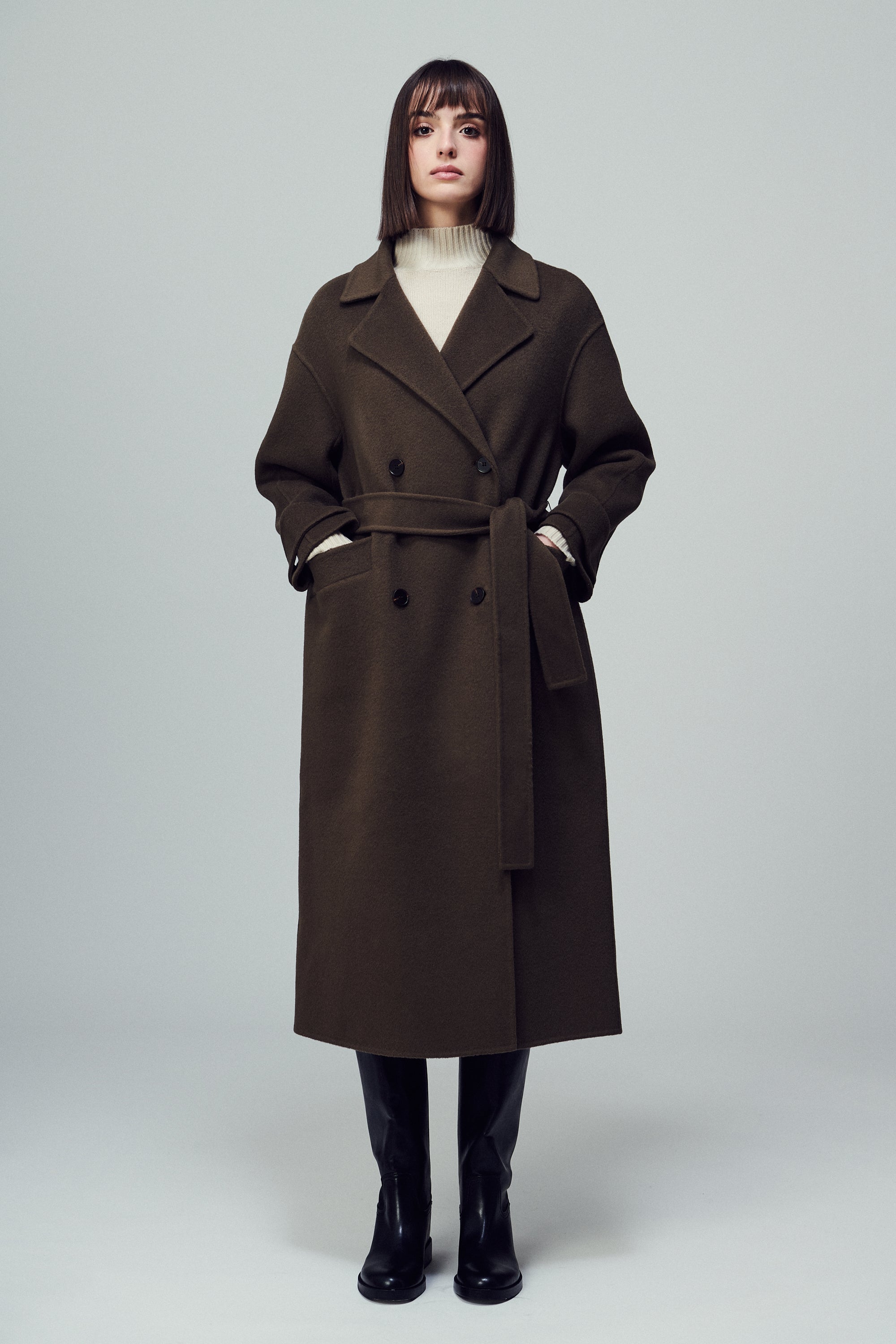 Savile Oversized Double-Breasted Coat Mink
