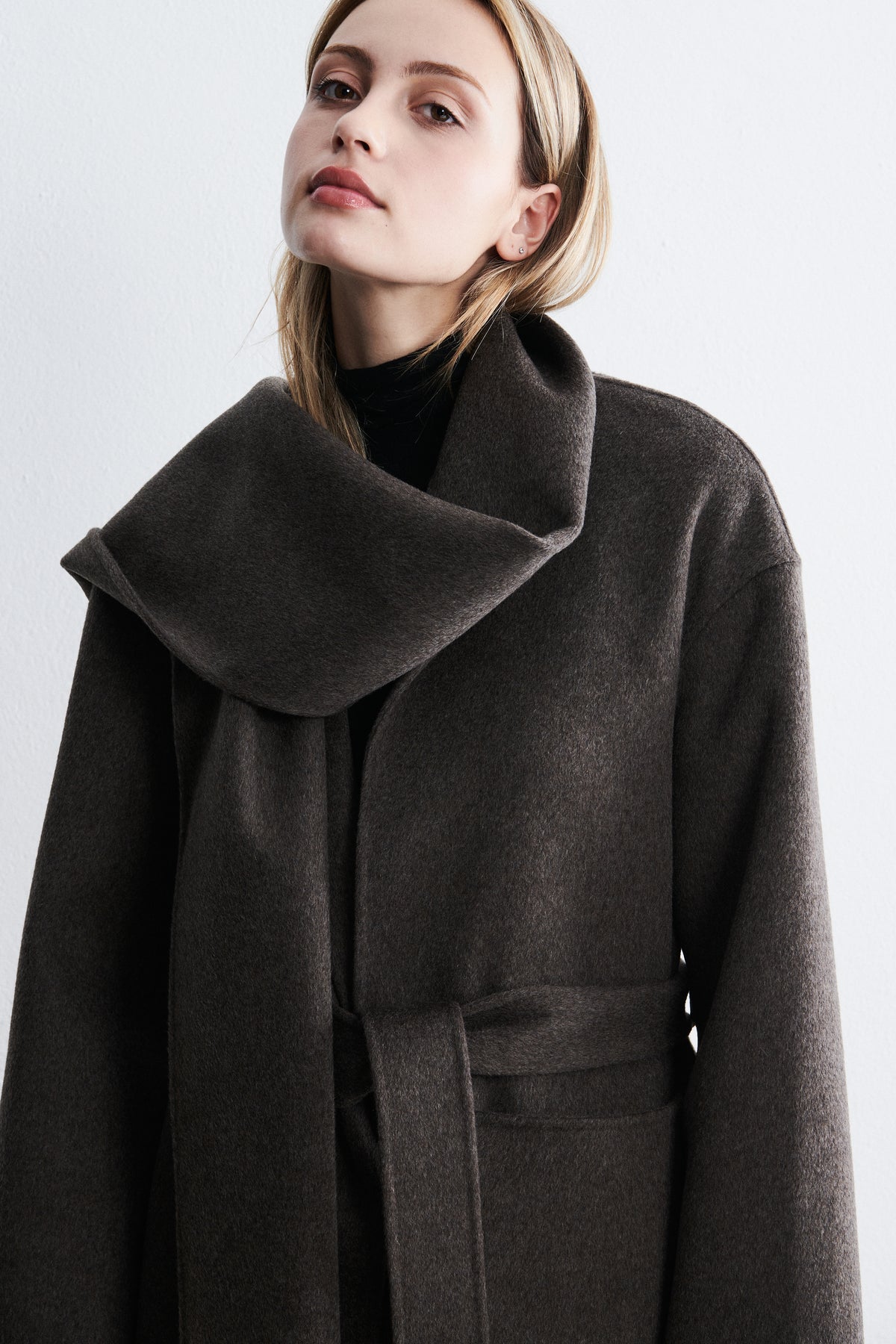 Bruxelles Long Scarf Coat Mocha Heather