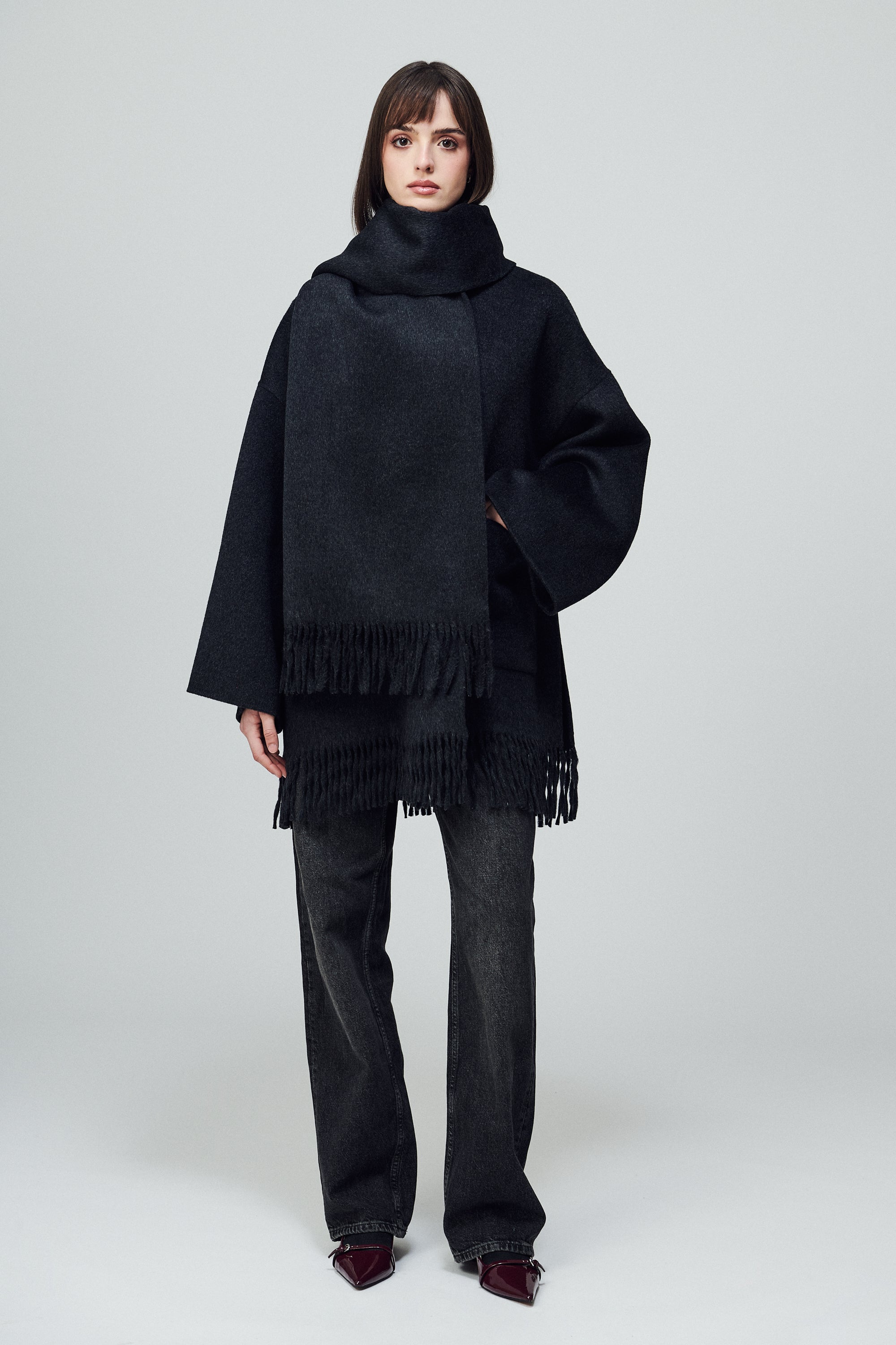 Lyon Fringed Scarf Smoke
