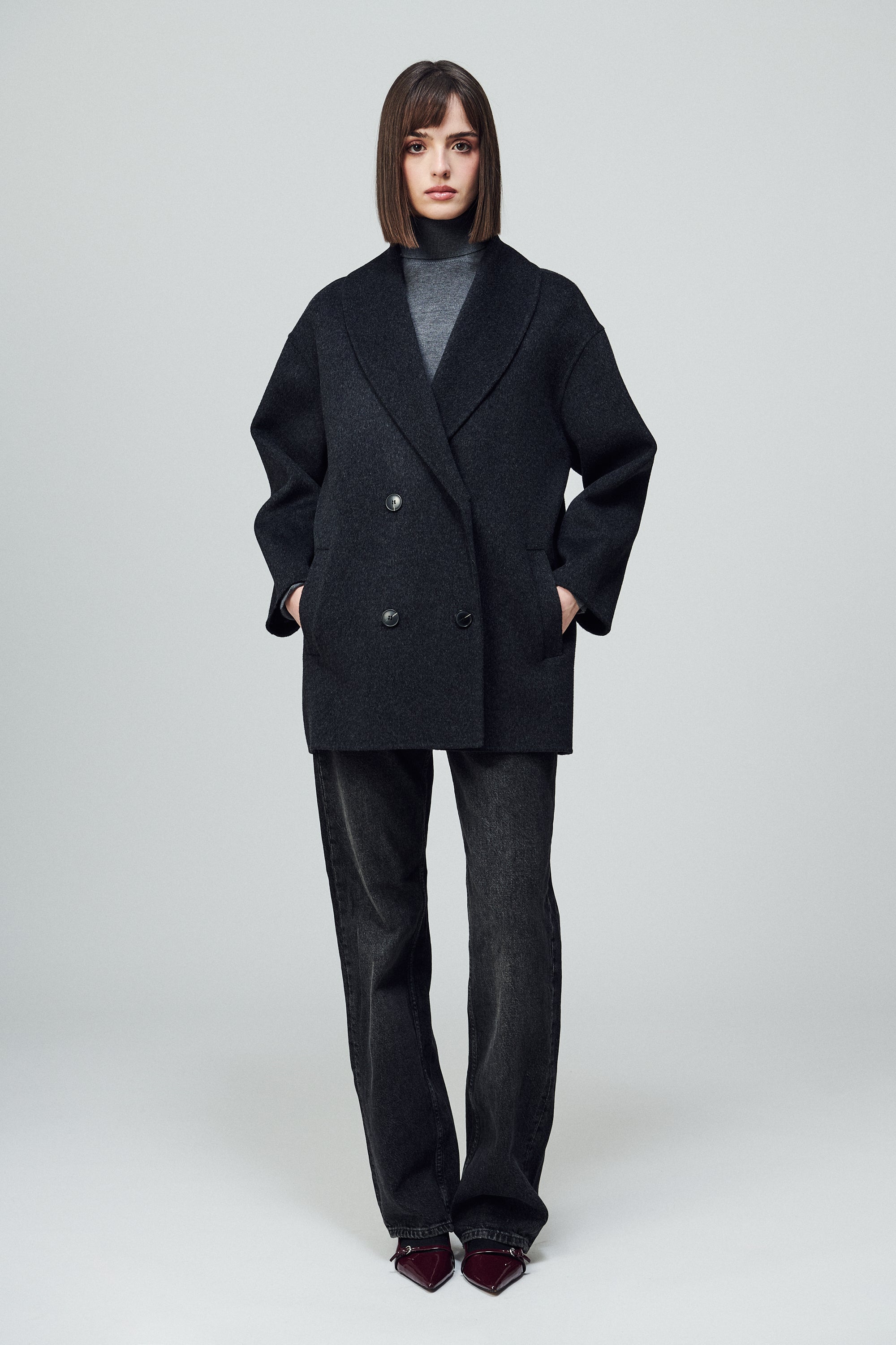 Brooklyn Round Lapel Coat Smoke