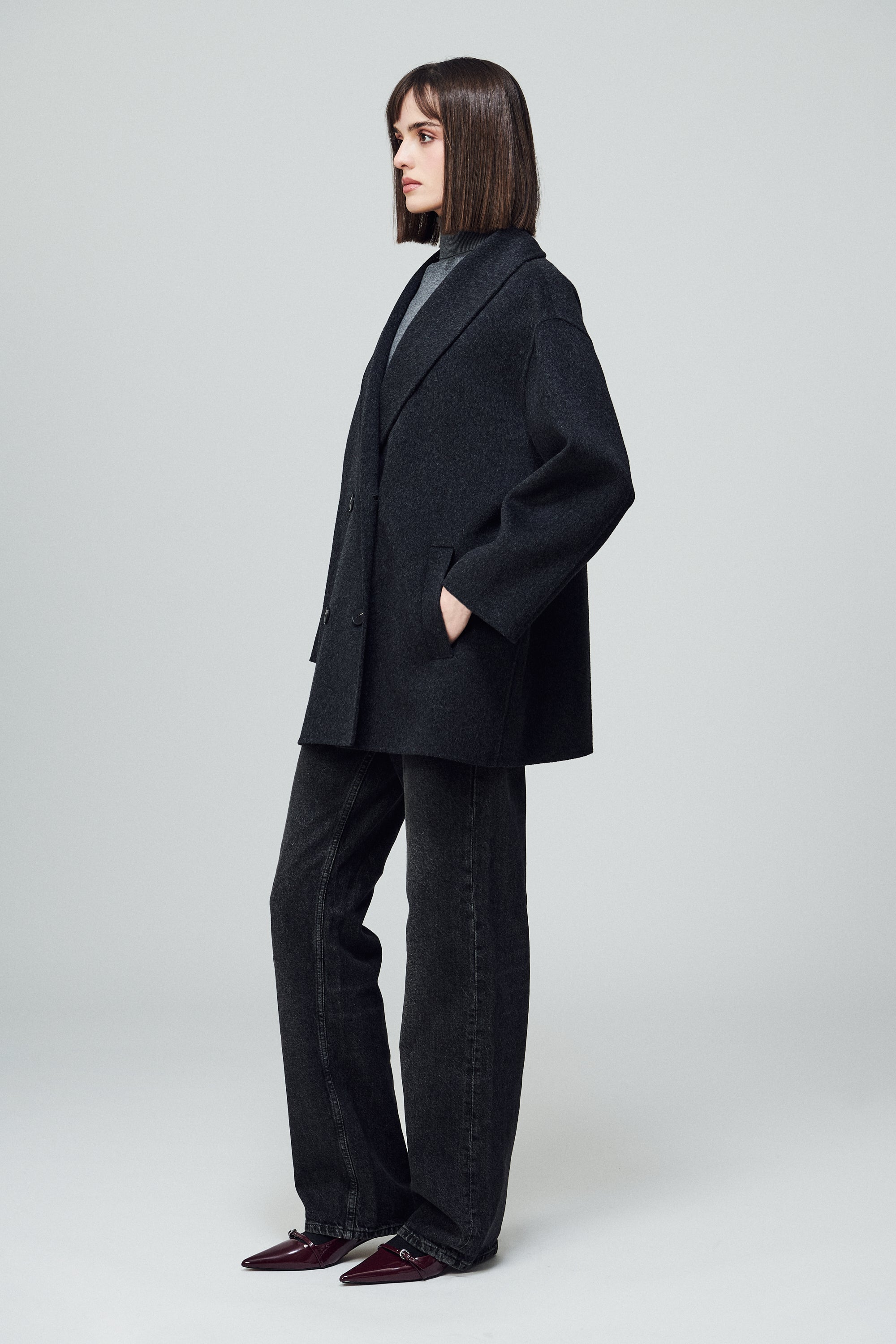 Brooklyn Round Lapel Coat Smoke