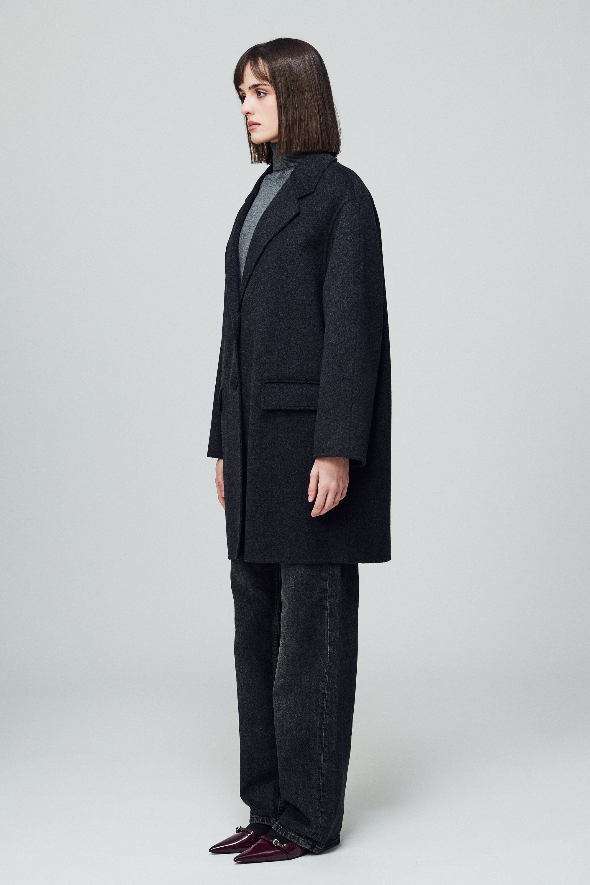Oxford Single Breasted Coat Smoke