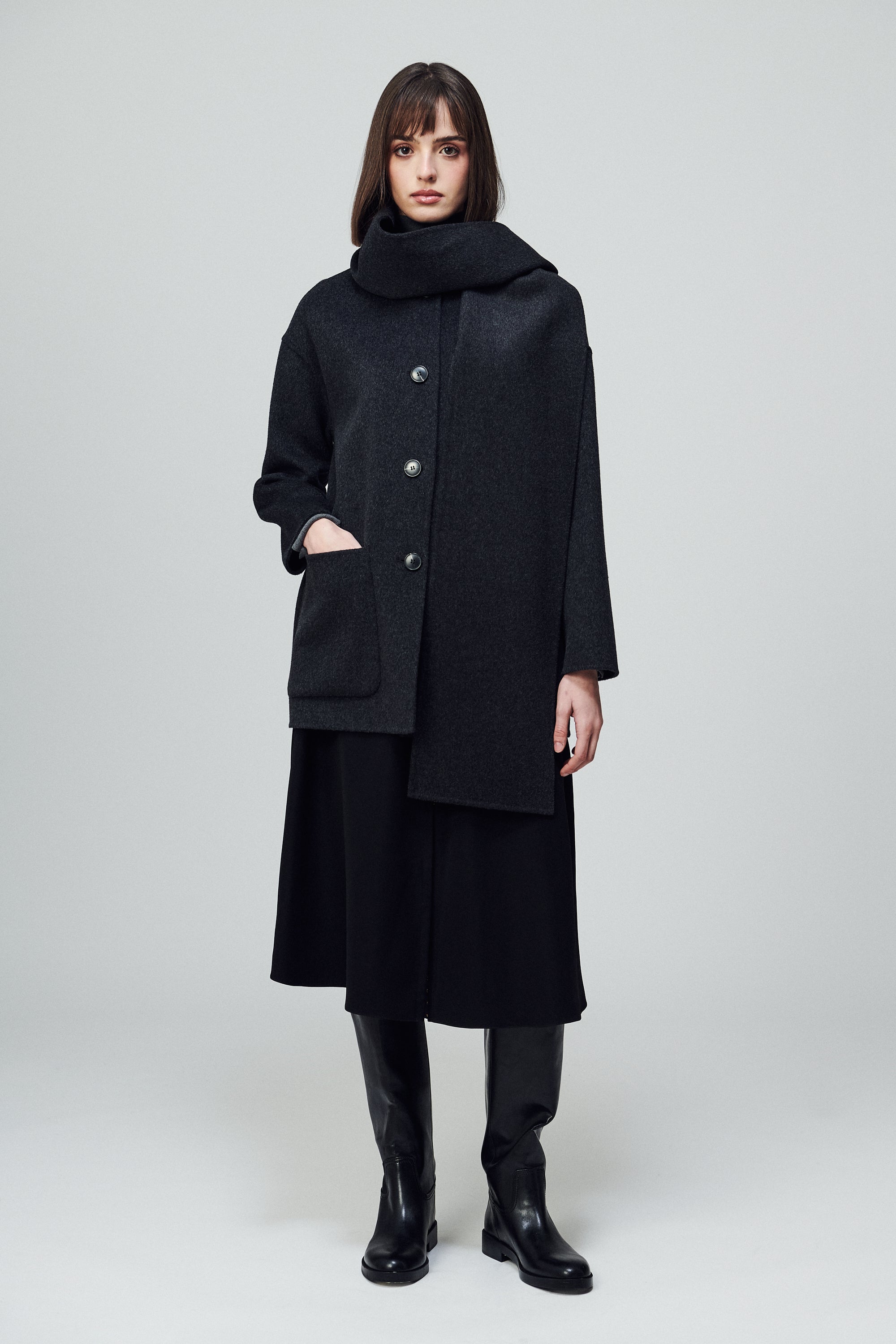 Antwerp Scarf Coat Smoke