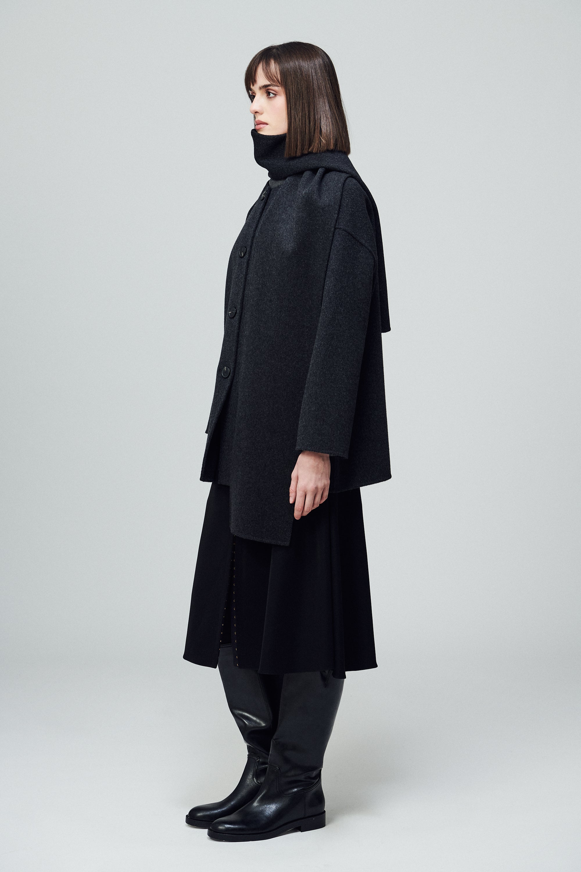 Antwerp Scarf Coat Smoke