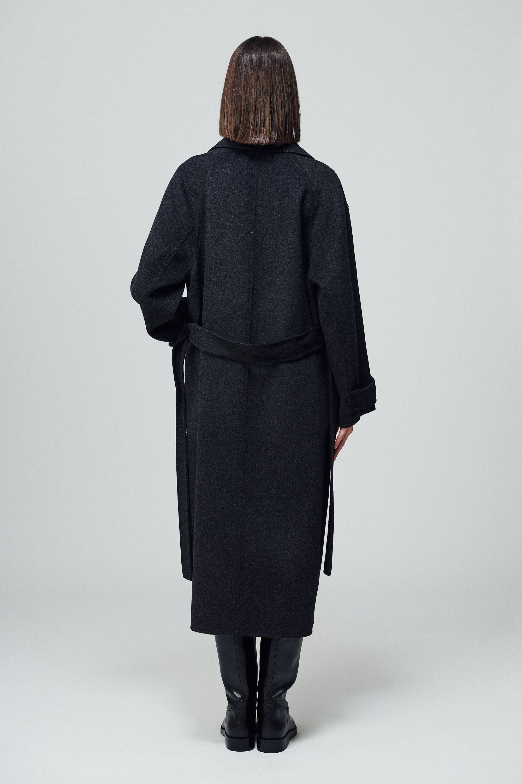 Savile Oversized Double-Breasted Coat Smoke