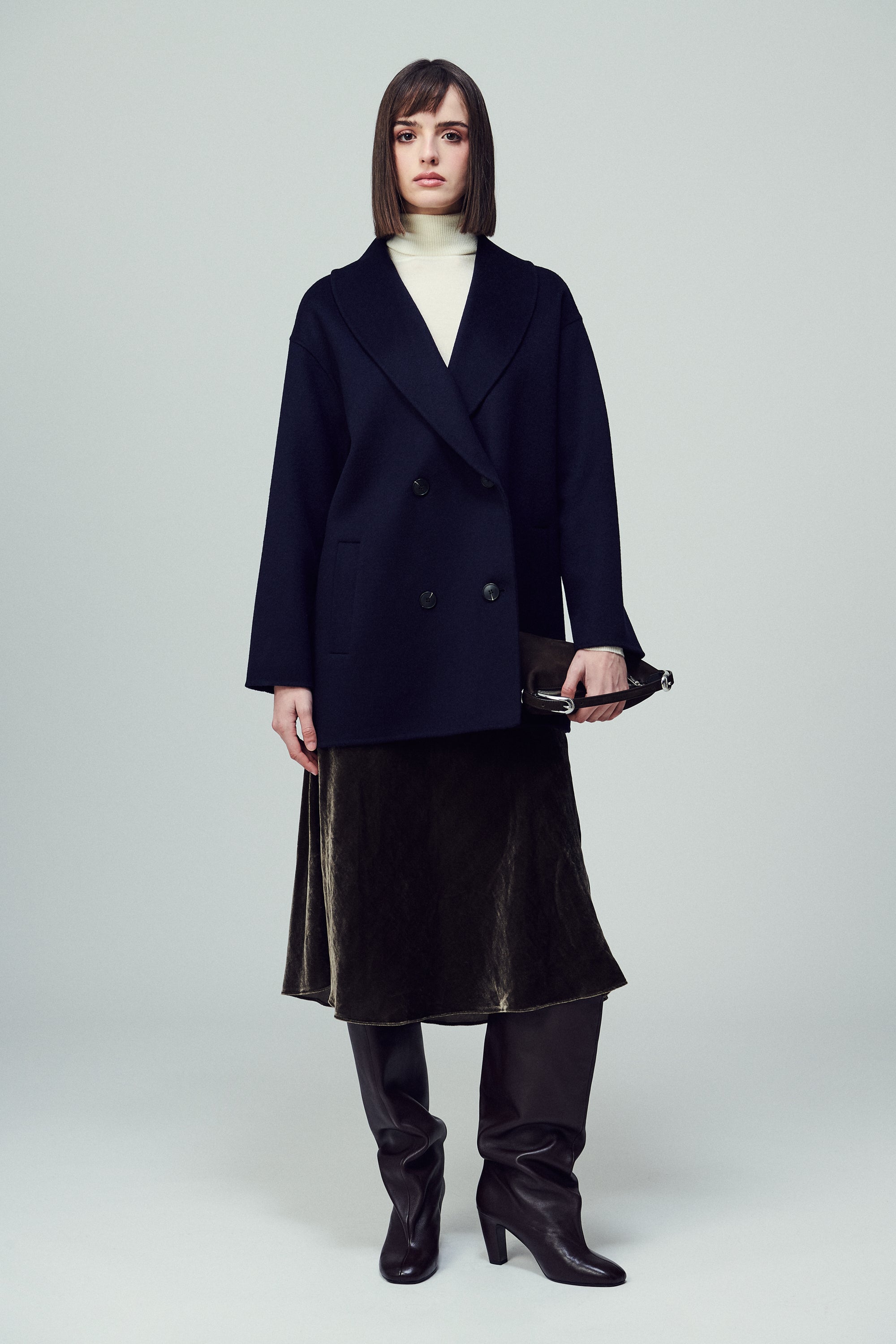 Brooklyn Round Lapel Coat Midnight