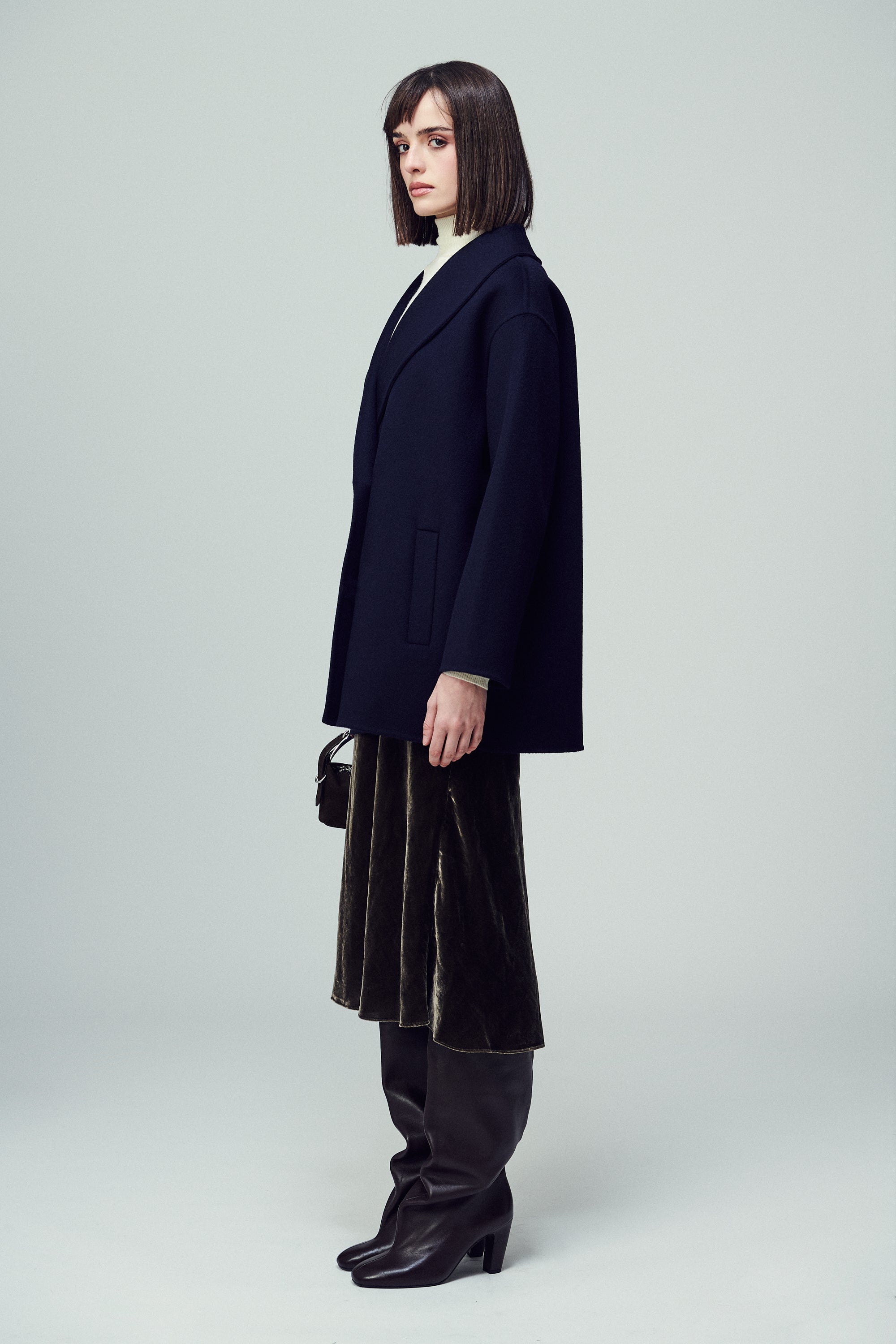 Brooklyn Round Lapel Coat Midnight