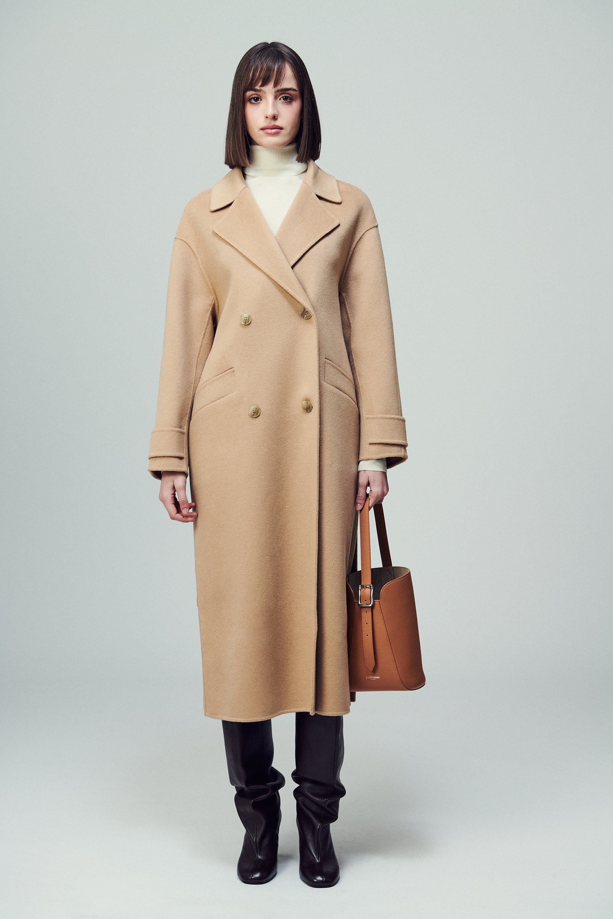 Savile Oversized Double-Breasted Coat Desert