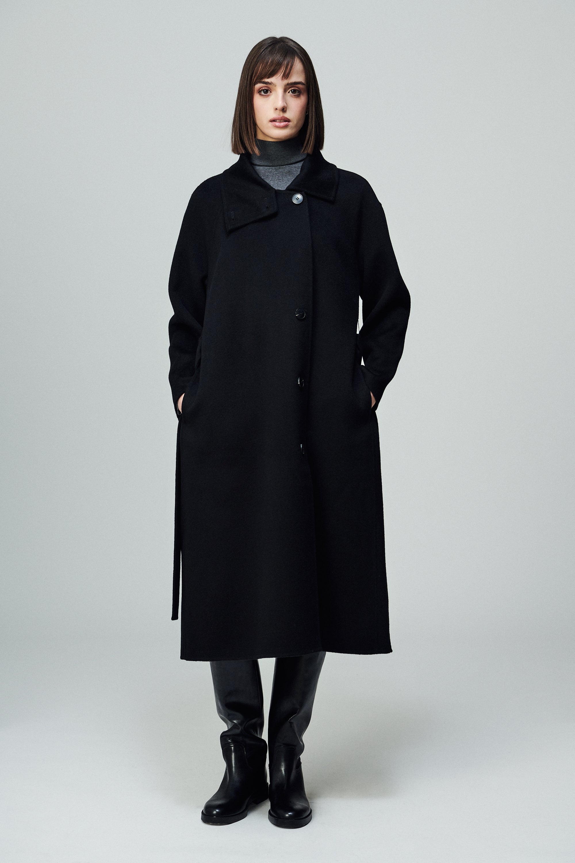 Paris High-Neck Coat Noir