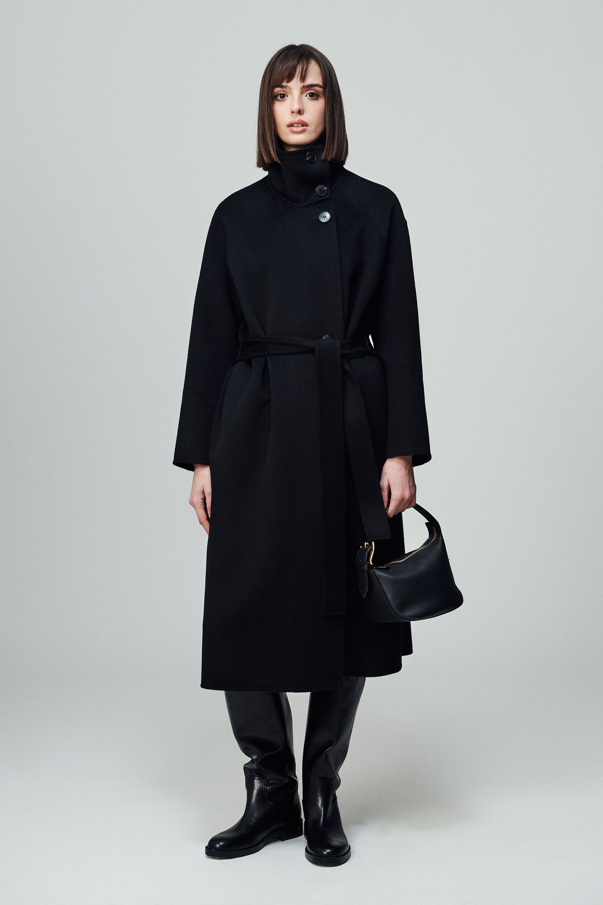 Paris High-Neck Coat Noir
