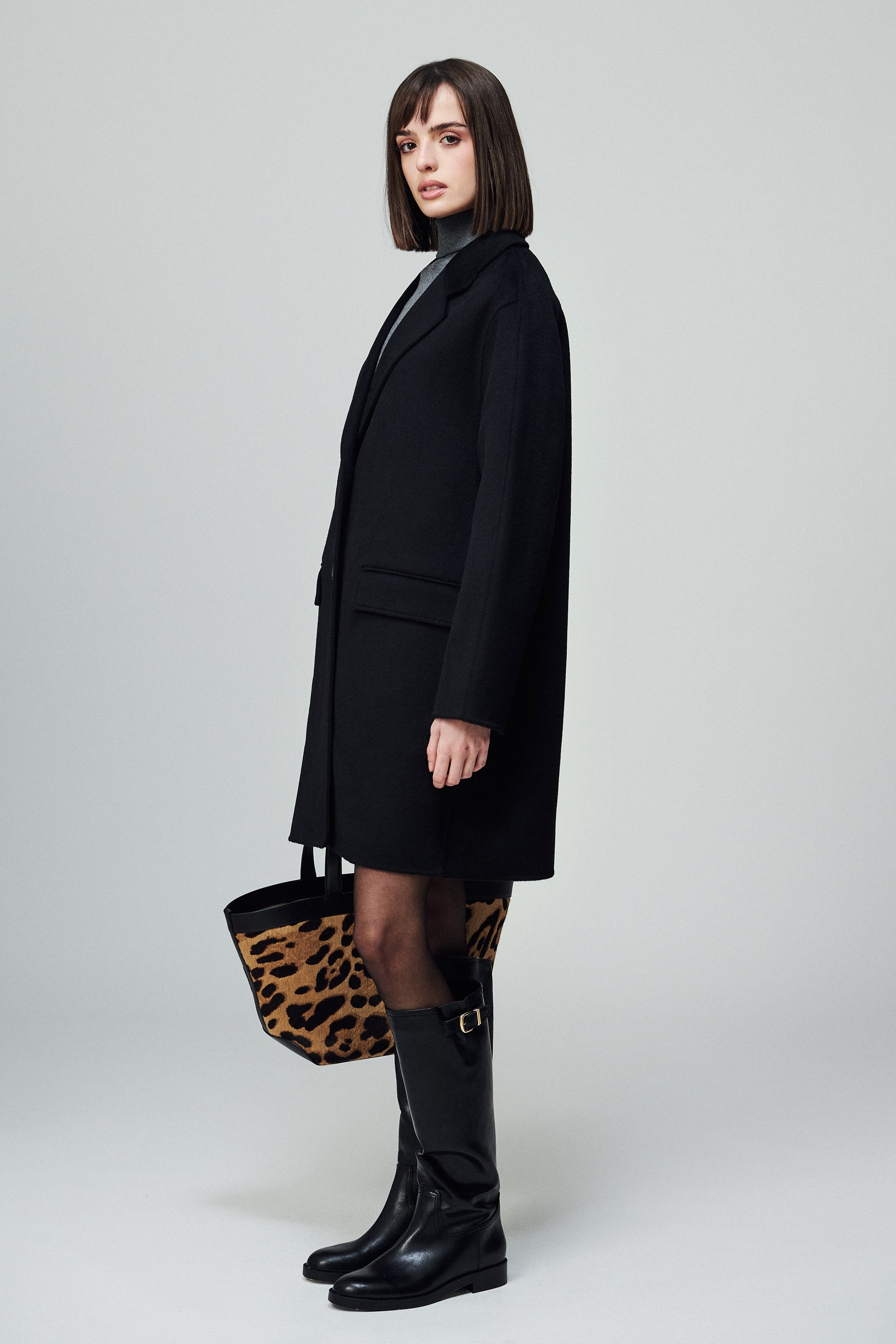 Oxford Single Breasted Coat Noir