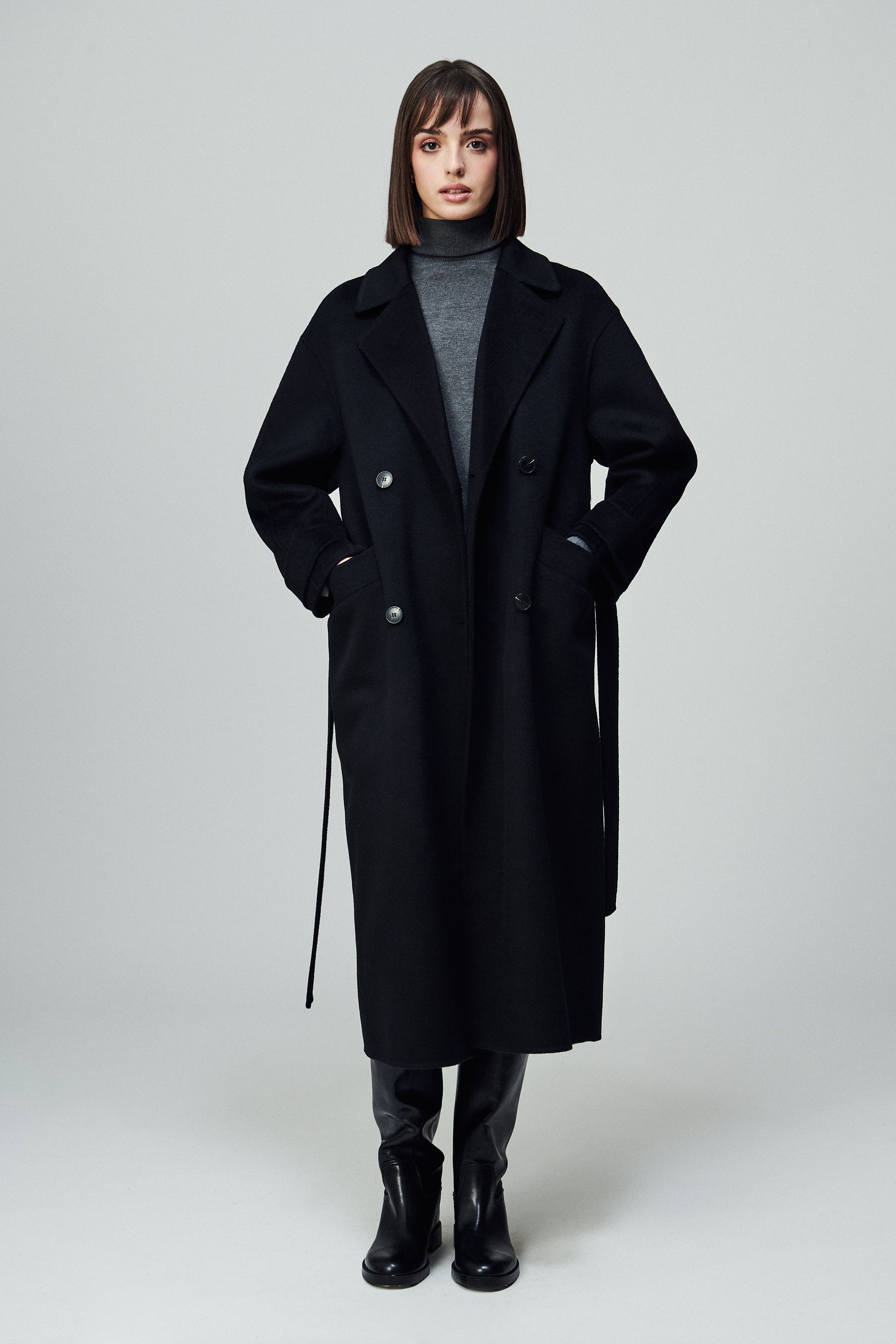 Savile Oversized Double-Breasted Coat Noir
