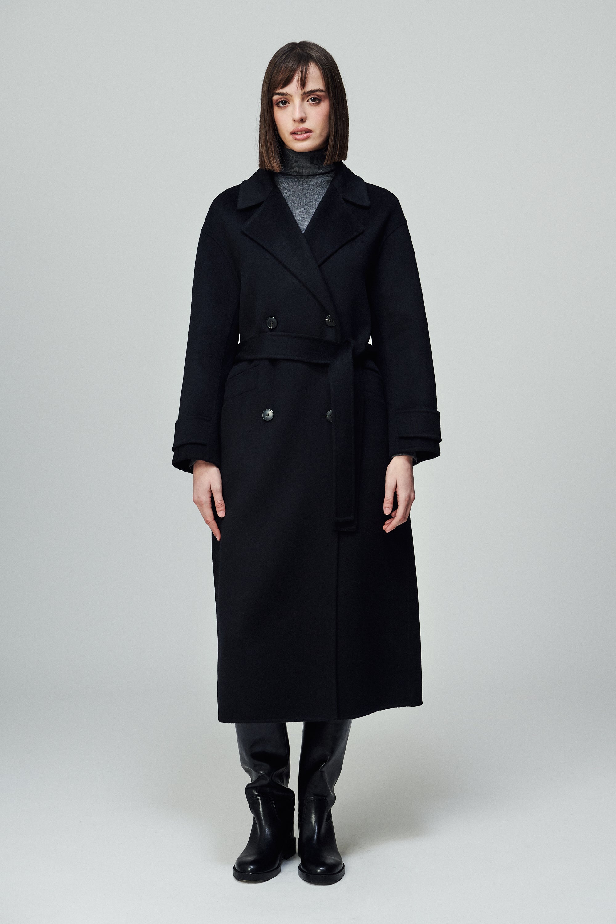 Savile Oversized Double-Breasted Coat Noir