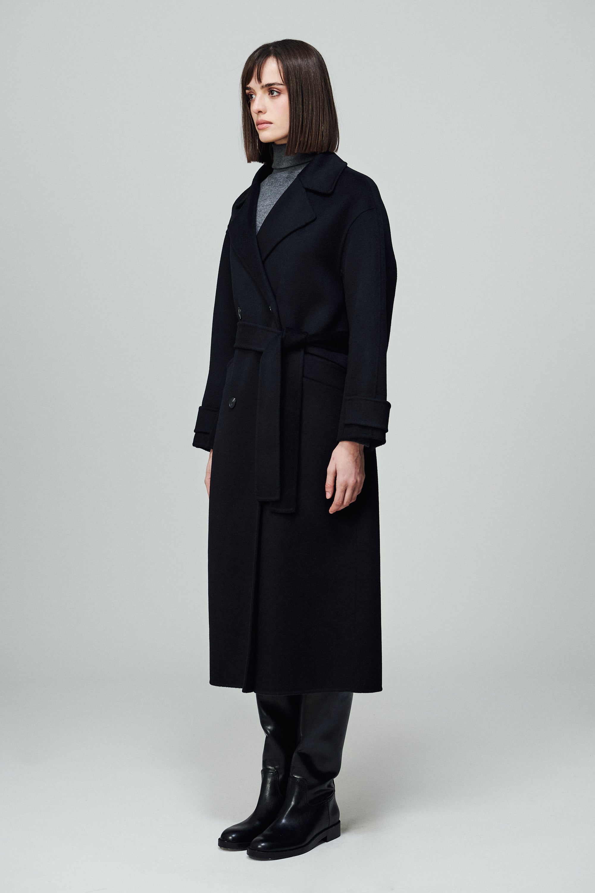 Savile Oversized Double-Breasted Coat Noir