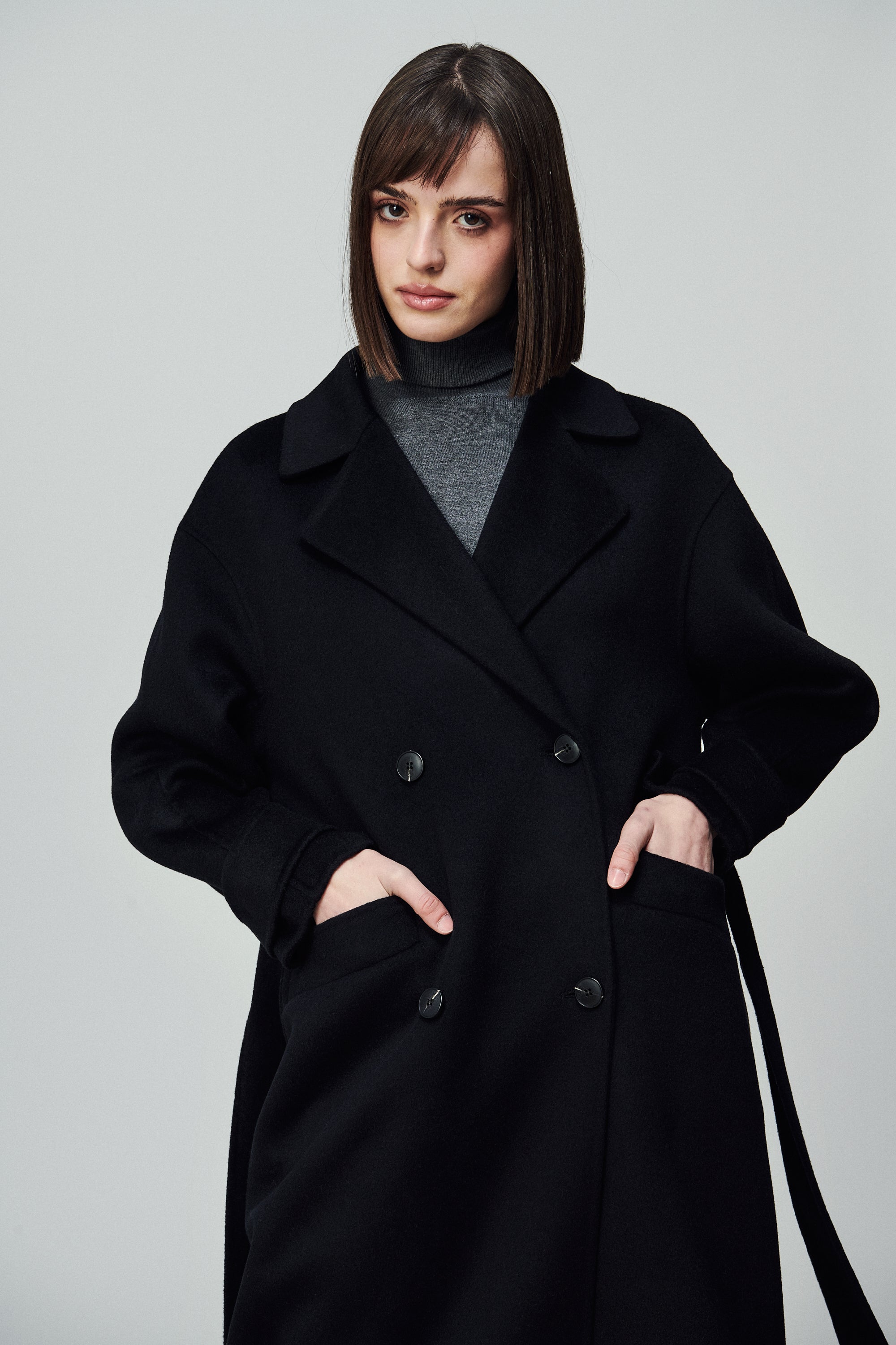 Savile Oversized Double-Breasted Coat Noir