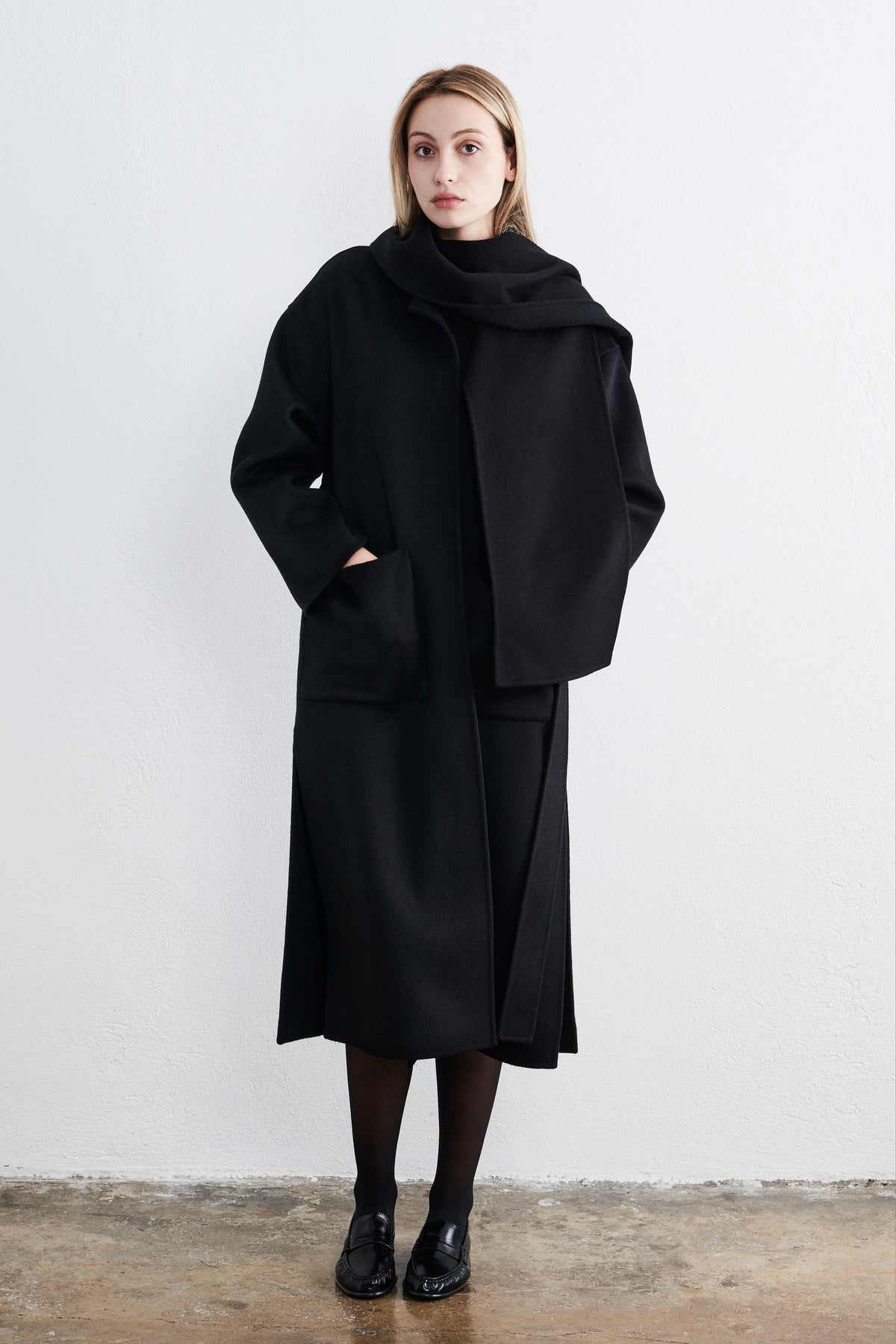 Bruxelles Long Scarf Coat Noir
