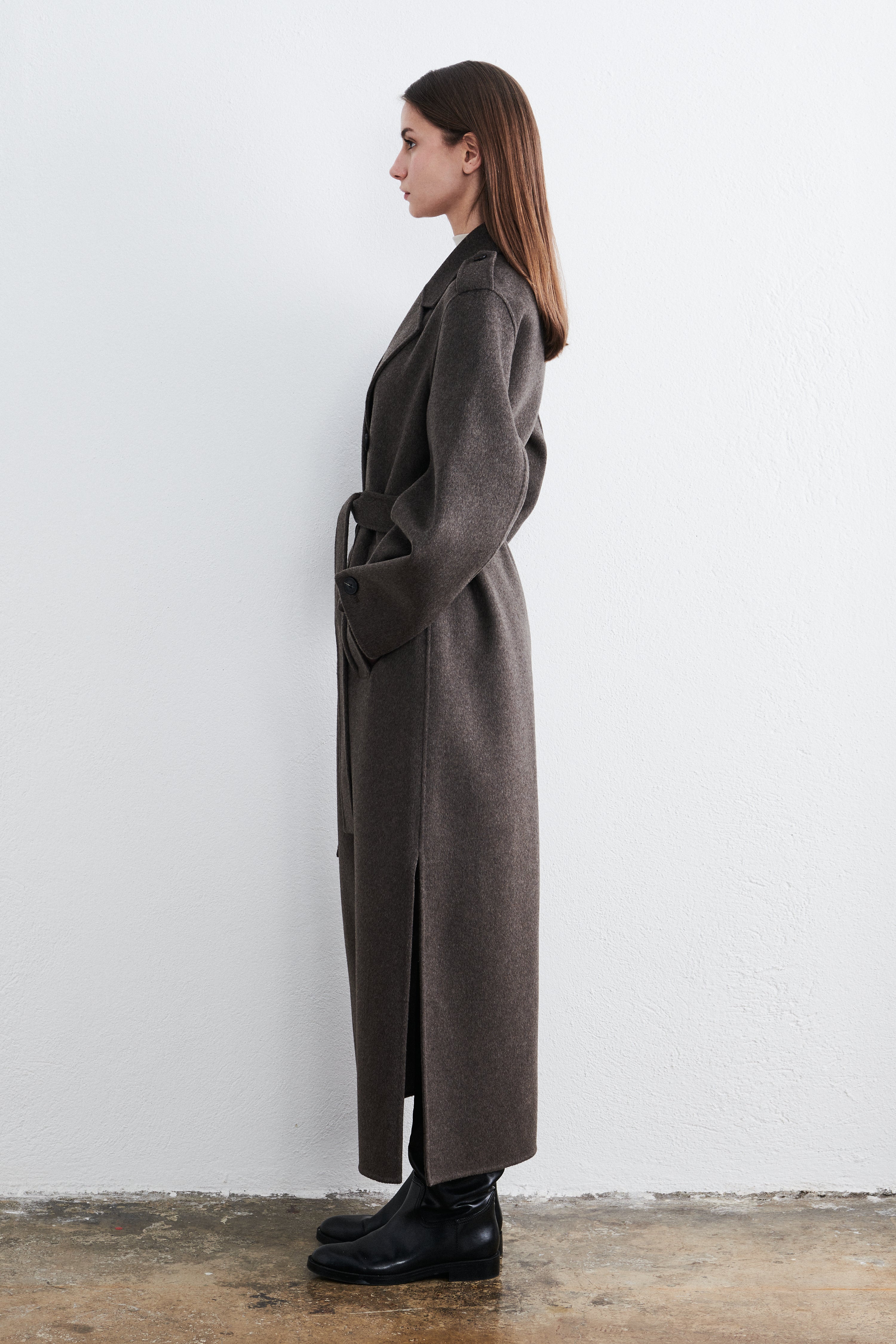 New York Long Trenchcoat Mocha Heather
