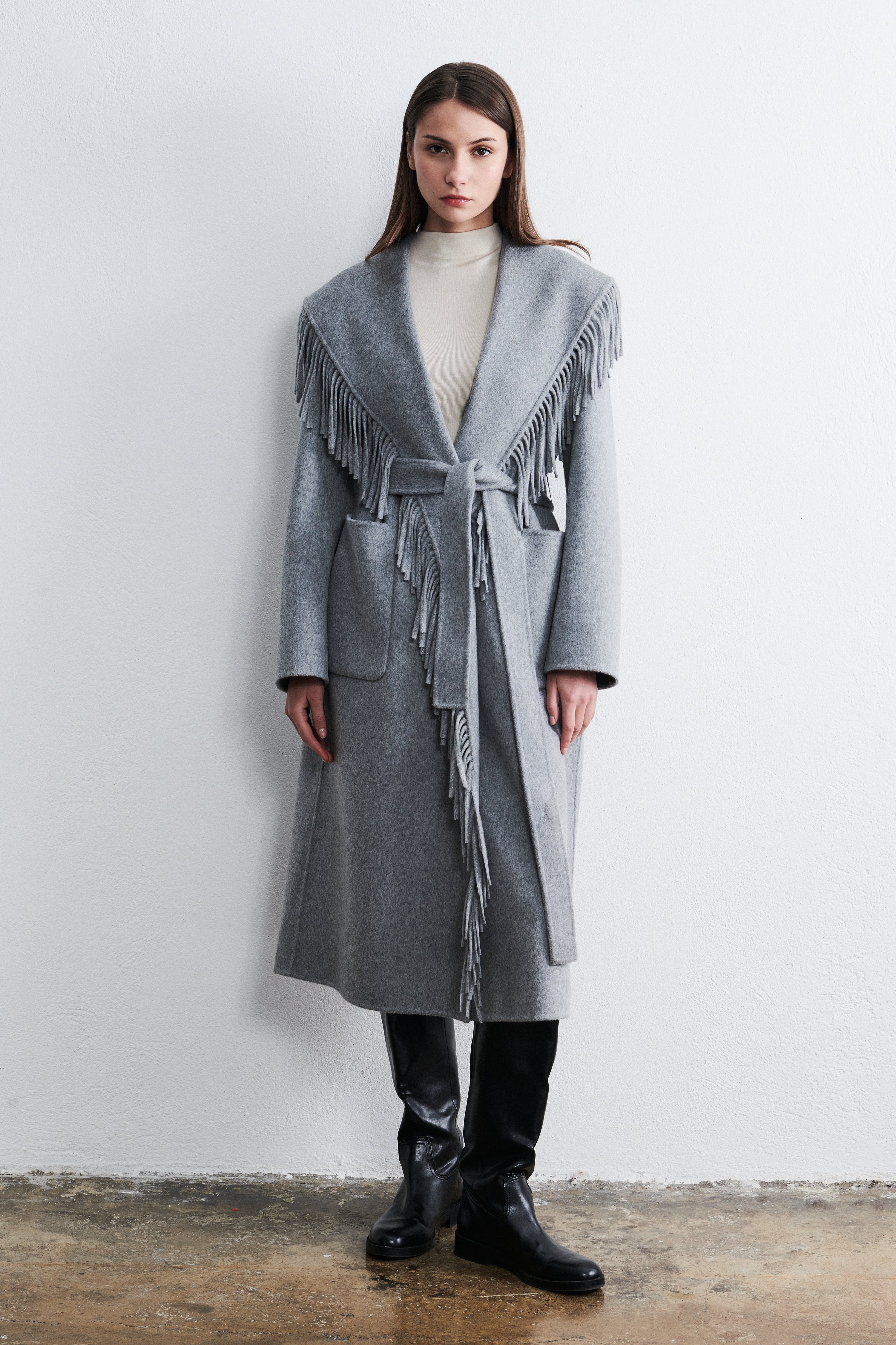 Cape Town Fringe Coat Winter Cloud